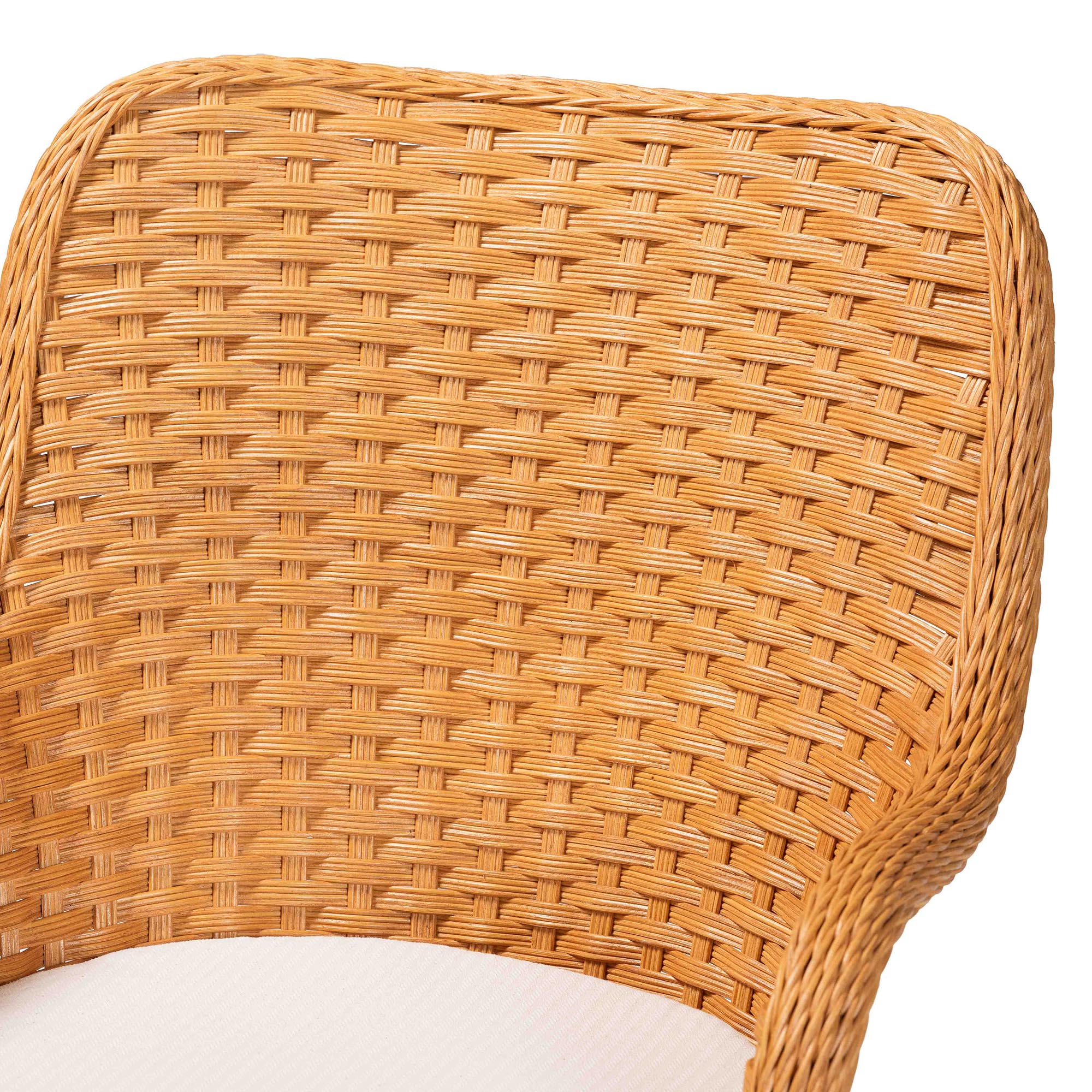 bali & pari Wistan 5-Piece Rattan Dining Set - Round Wicker Table with Pedestal Base and 4 Armchairs, Handwoven Boho Coastal Style for Dining, Kitchen or Sun Room, Light Honey