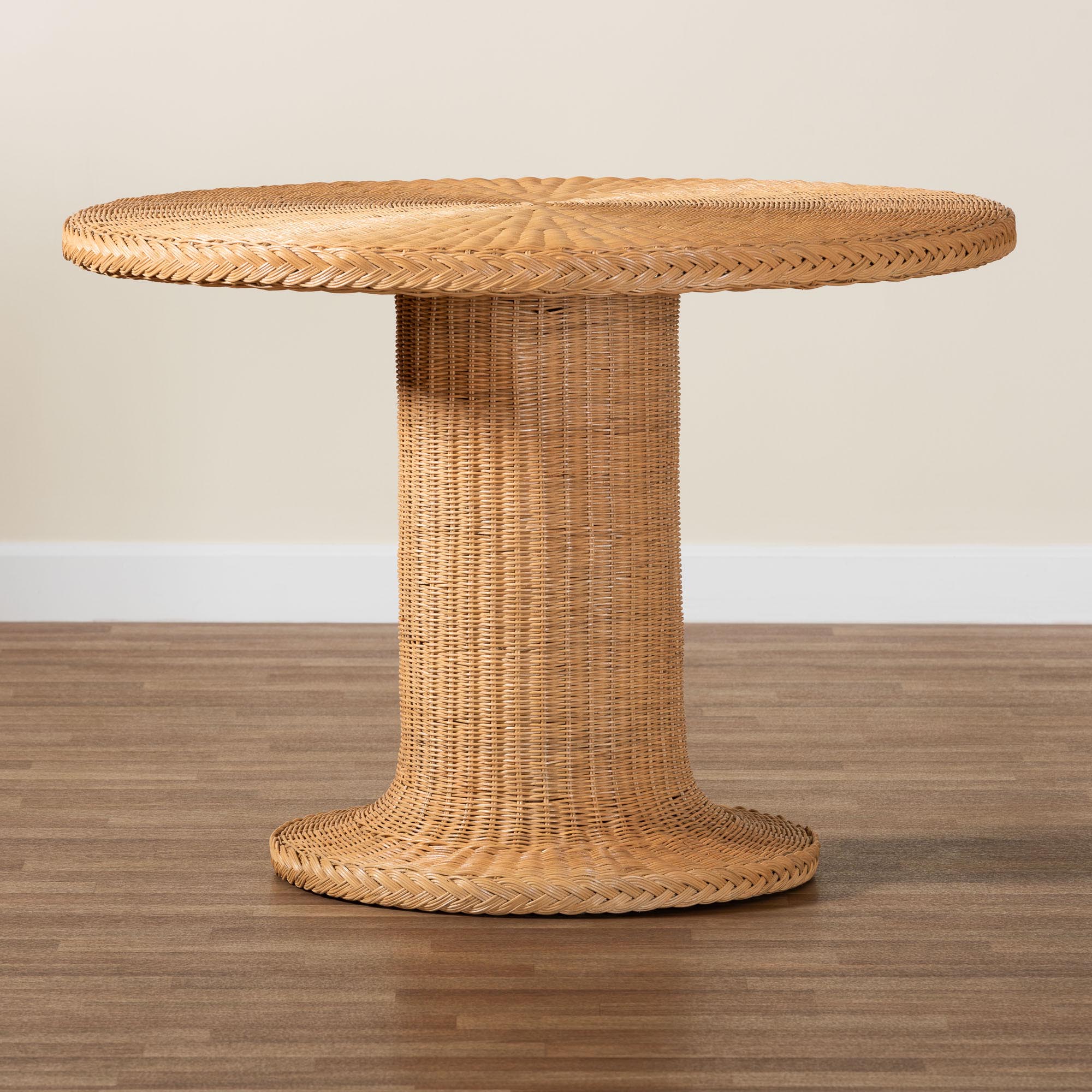 bali & pari Farrow Bohemian Braided Light Honey Rattan Dining Table