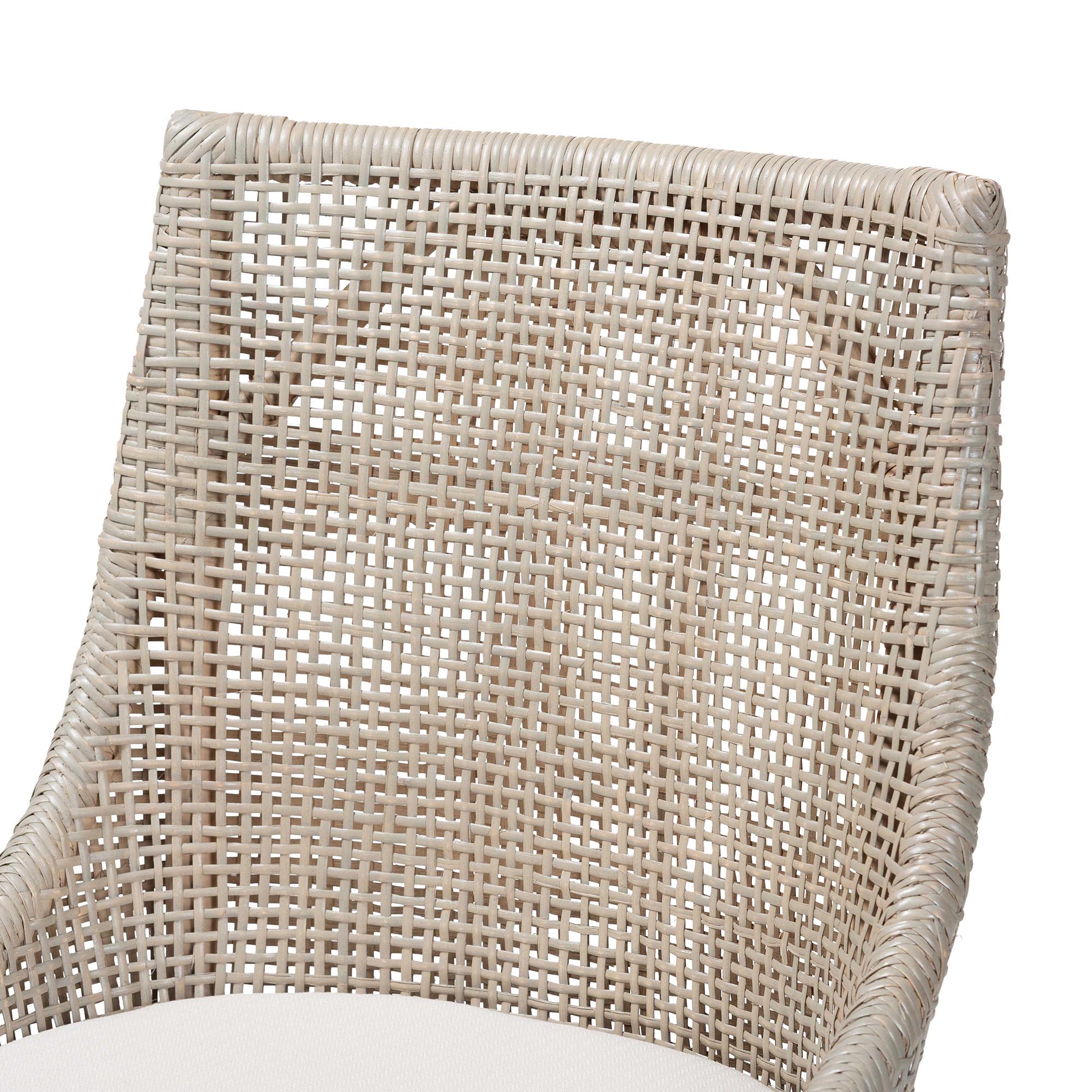 bali & pari Bella Swivel Rattan Counter Stool with Cushion - Handwoven Wicker Kitchen Island Seating with Backrest and Footrest, French Grey