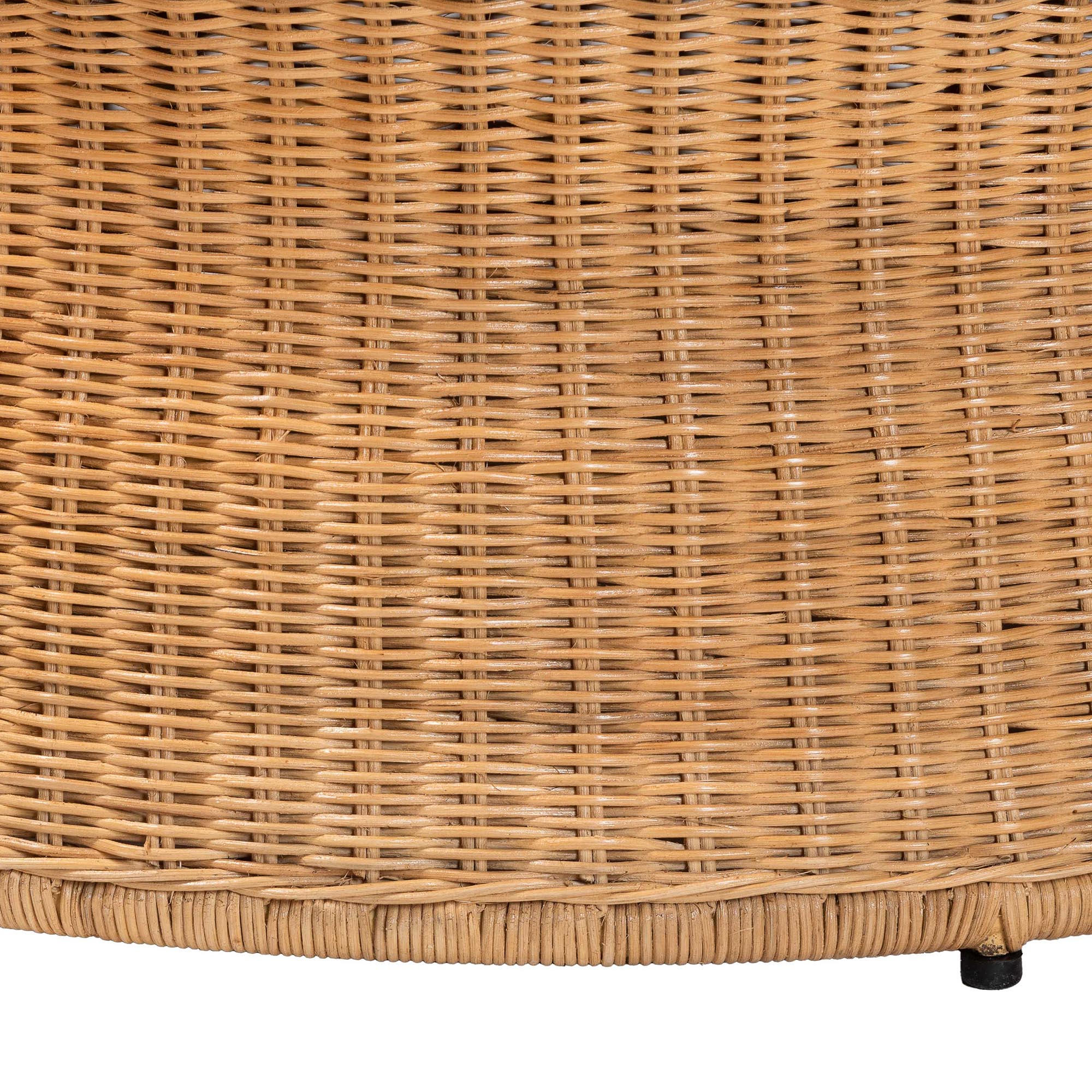 bali & pari Caroline Round Natural Rattan Coffee Table - Handwoven Wicker Drum Shape Accent Table for Living Room or Sunroom, Light Honey