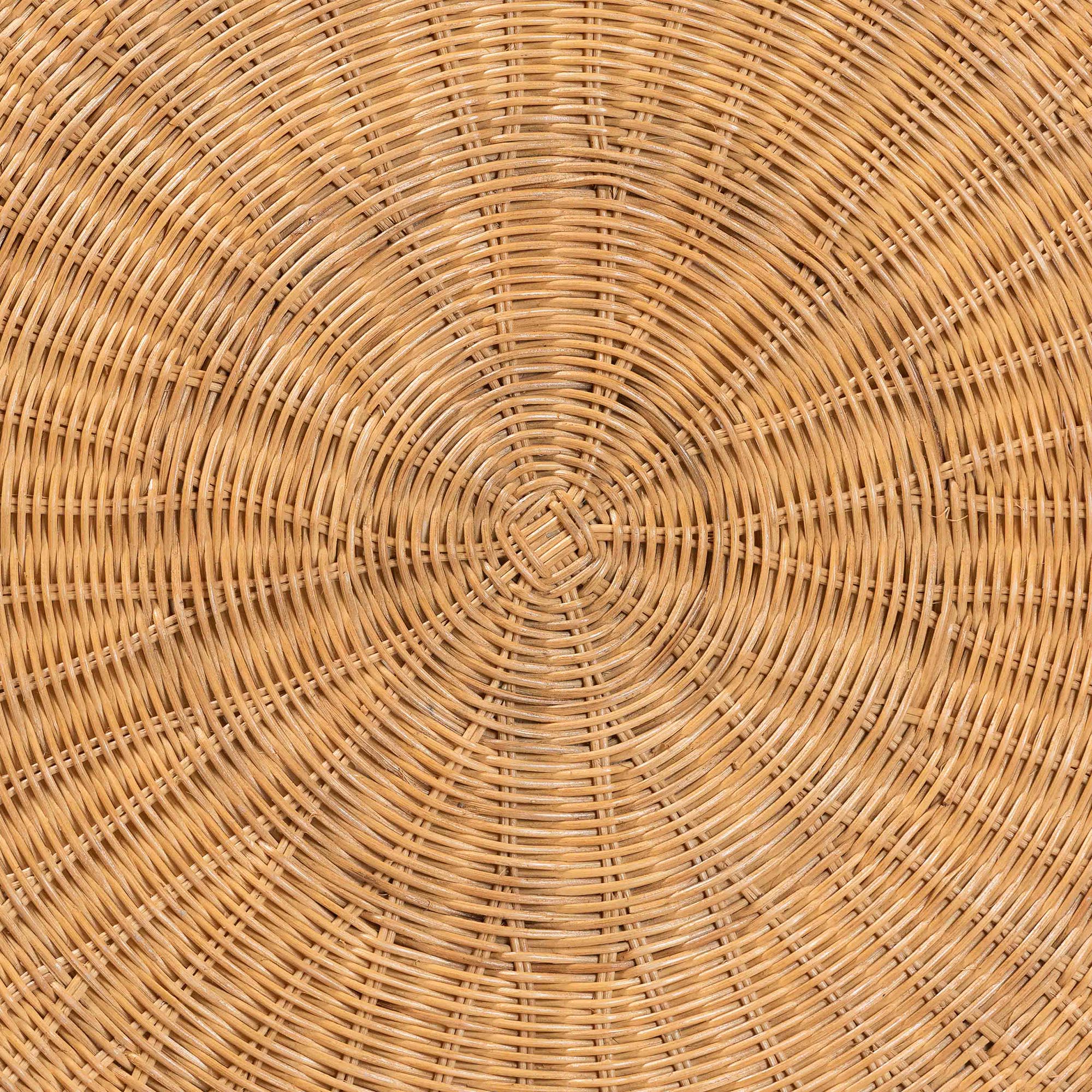bali & pari Caroline Round Natural Rattan Coffee Table - Handwoven Wicker Drum Shape Accent Table for Living Room or Sunroom, Light Honey