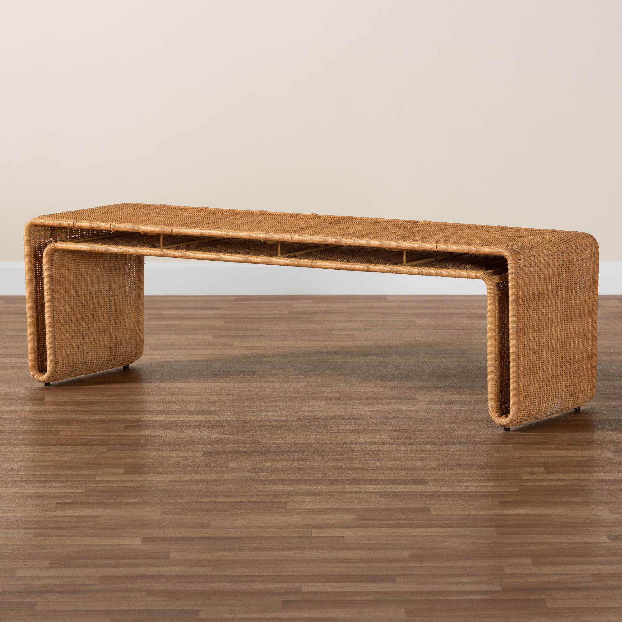 bali & pari Nevada Bohemian Light Honey Rattan Accent Bench
