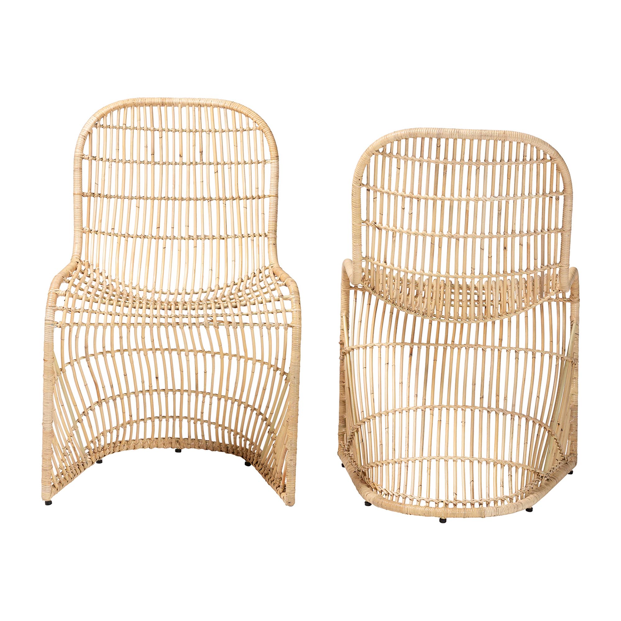bali & pari Rosalba Bohemian Light Honey Rattan 2-Piece S-Curve Dining Chair Set