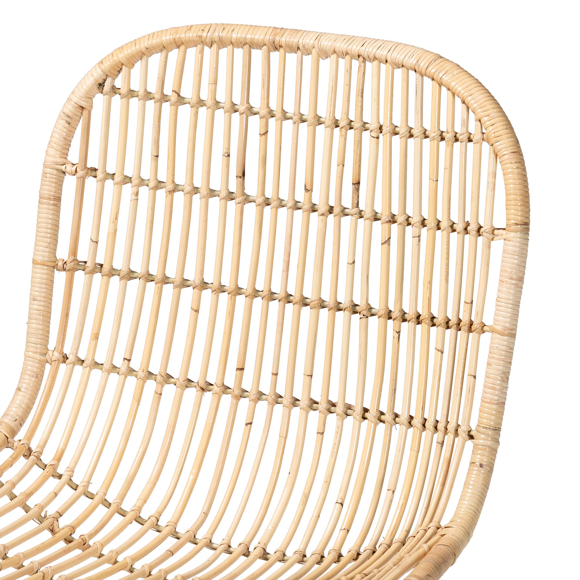 bali & pari Rosalba Bohemian Light Honey Rattan 2-Piece S-Curve Dining Chair Set