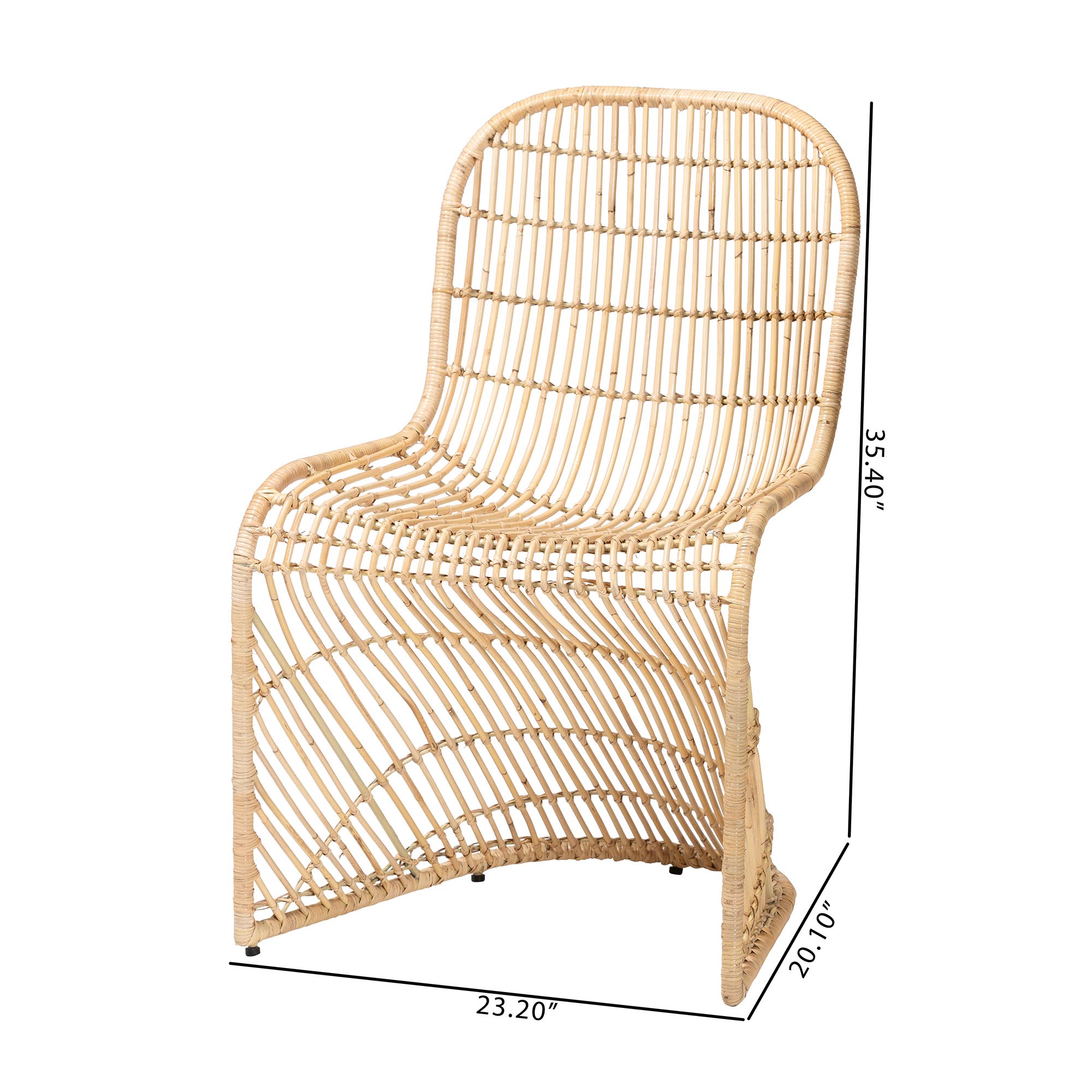 bali & pari Rosalba Bohemian Light Honey Rattan 2-Piece S-Curve Dining Chair Set