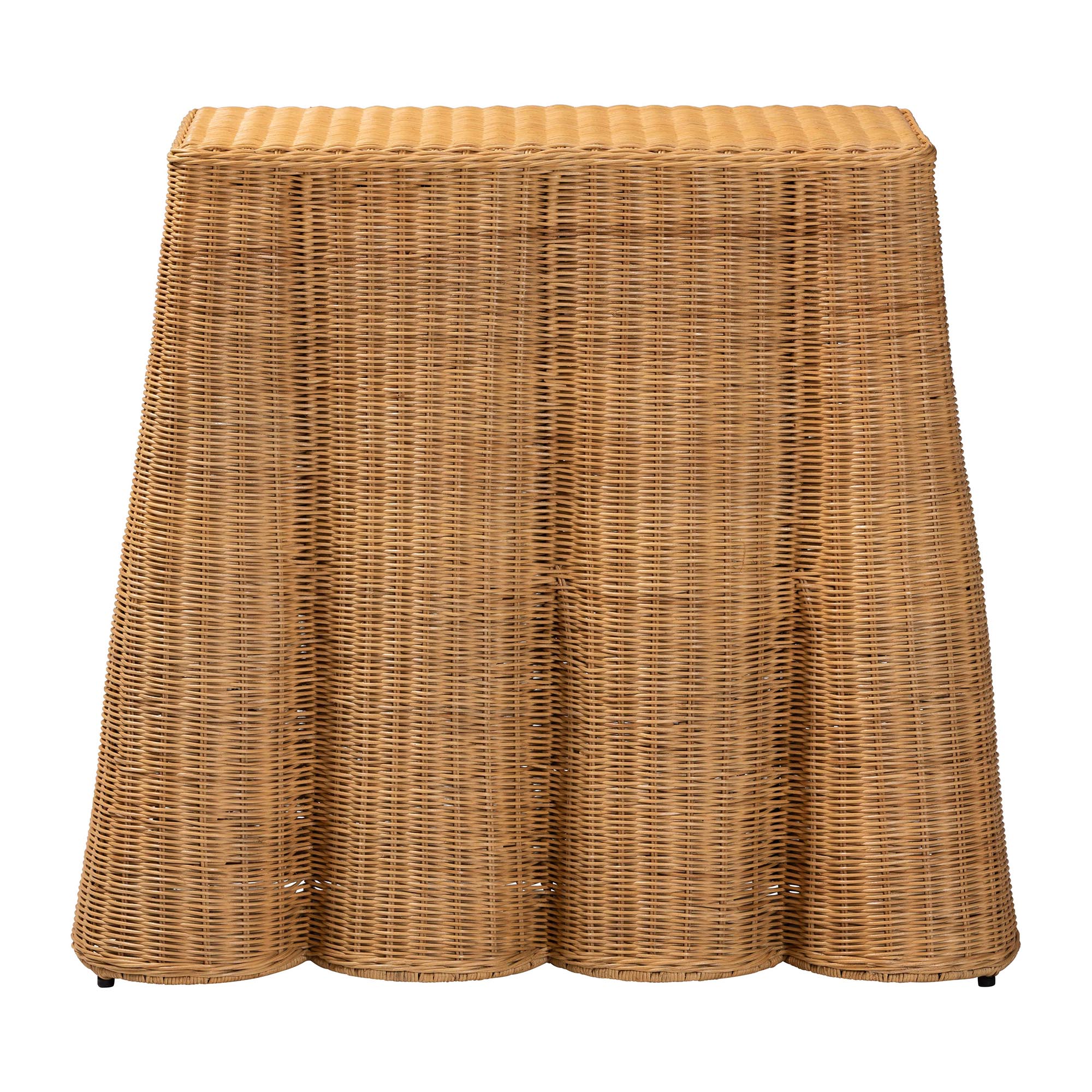 bali & pari Palm Scallop Natural Rattan Console Table - Handwoven Wicker Accent Table for Hallway or Entryway, Coastal & Boho Decor, Rectangle 36"