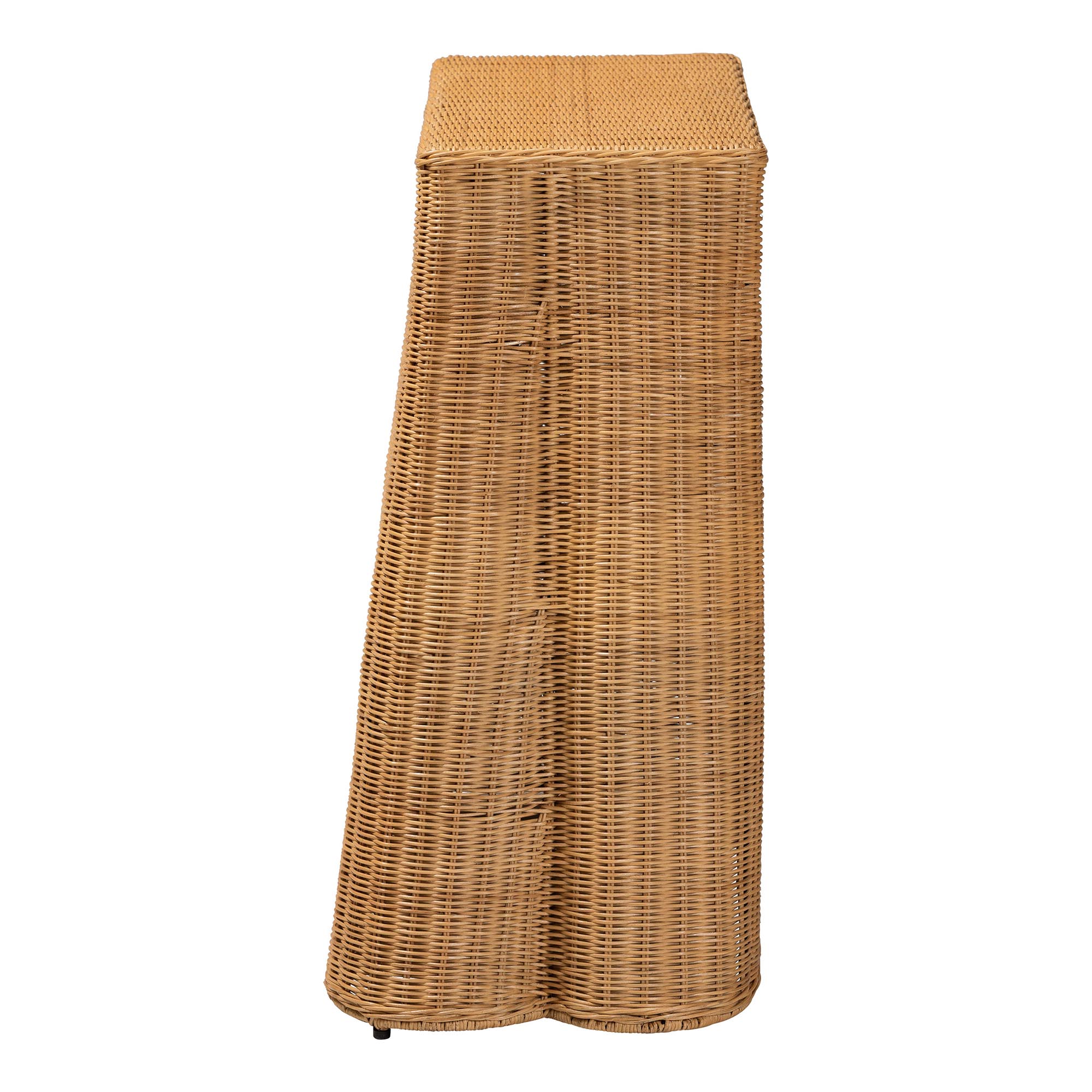 bali & pari Palm Scallop Natural Rattan Console Table - Handwoven Wicker Accent Table for Hallway or Entryway, Coastal & Boho Decor, Rectangle 36"