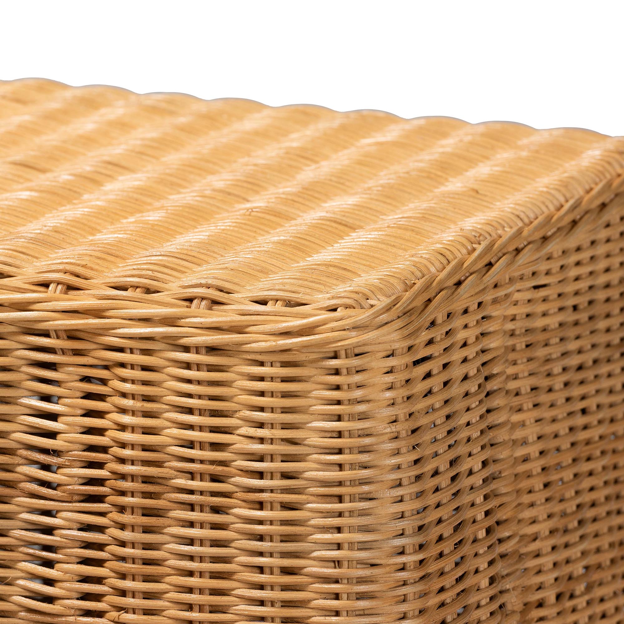 bali & pari Palm Scallop Natural Rattan Console Table - Handwoven Wicker Accent Table for Hallway or Entryway, Coastal & Boho Decor, Rectangle 36"