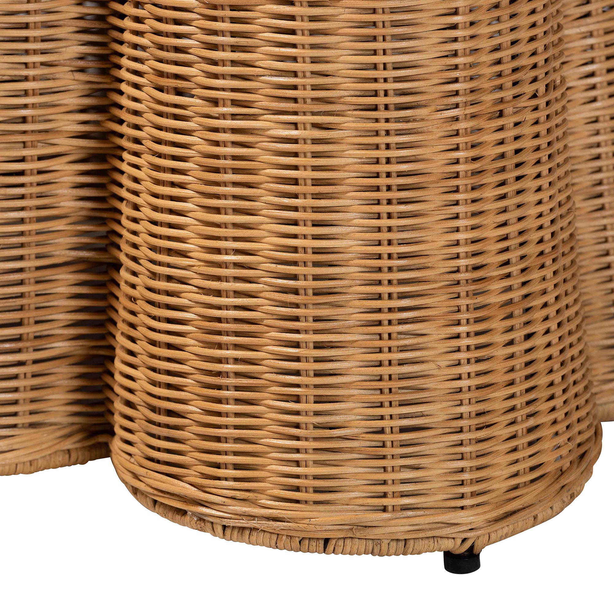 bali & pari Palm Scallop Natural Rattan Console Table - Handwoven Wicker Accent Table for Hallway or Entryway, Coastal & Boho Decor, Rectangle 36"