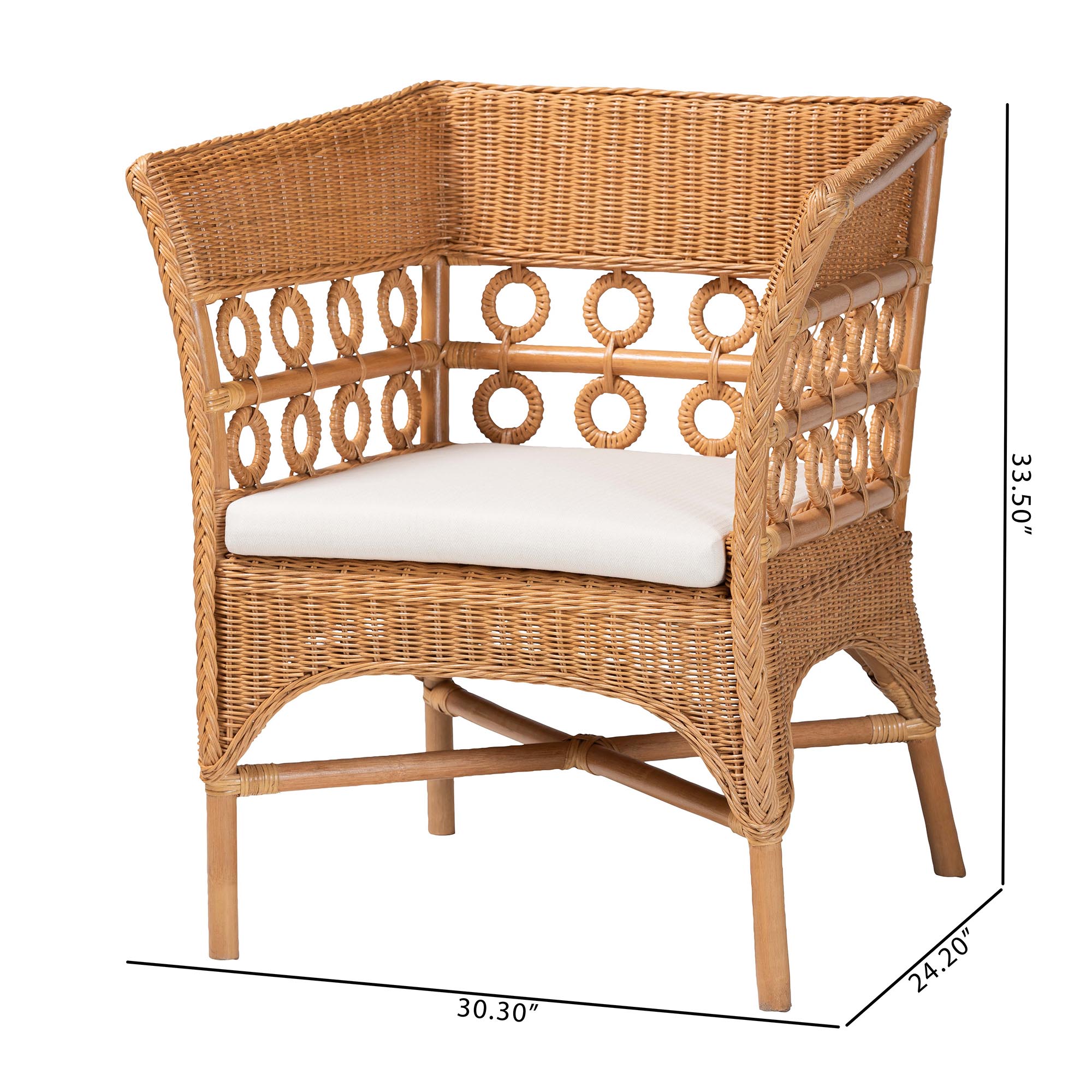 bali & pari Oxford Bohemian Light Honey Rattan Arm Chair
