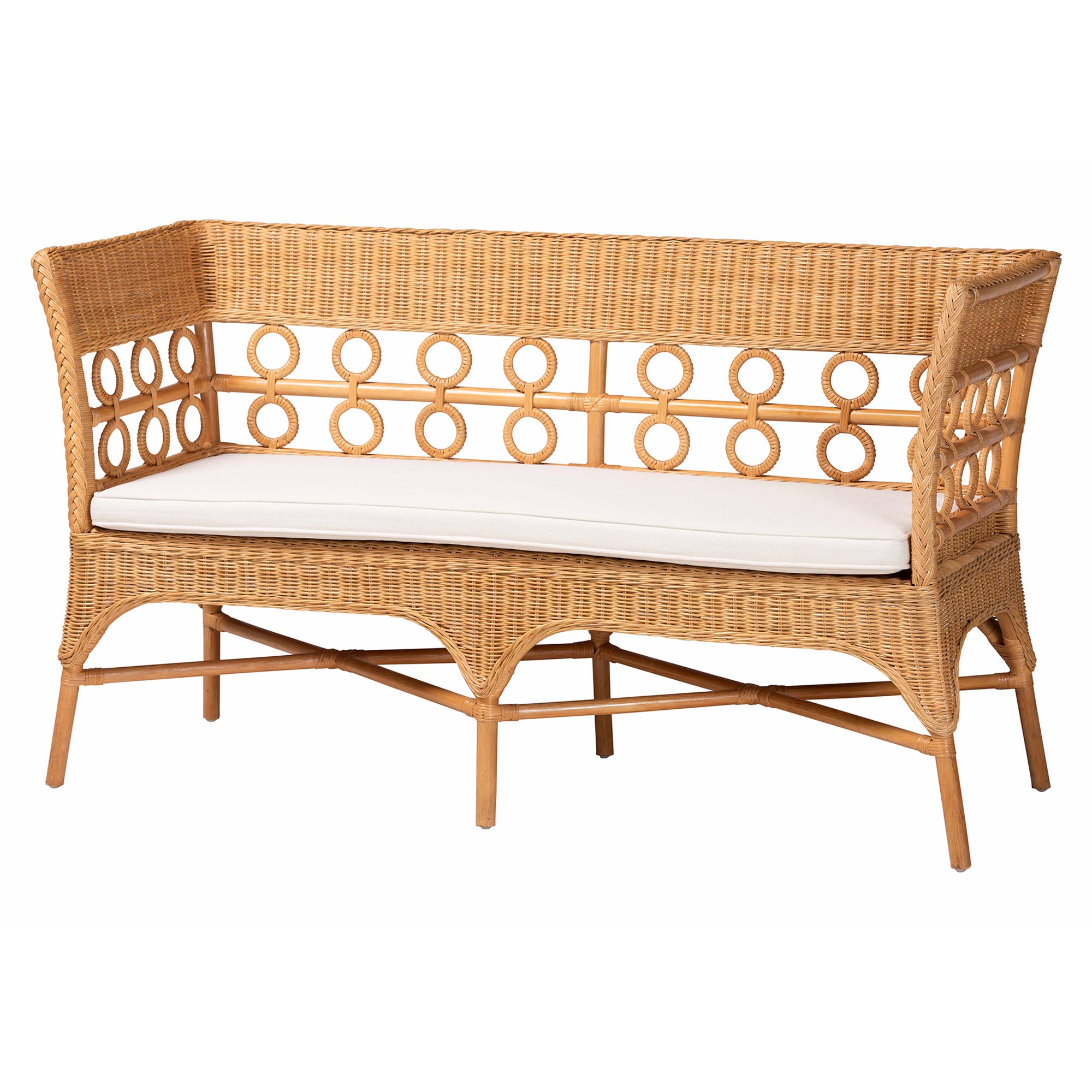 bali & pari Monica Bohemian Light Honey Rattan 3-Piece Dining Nook Set