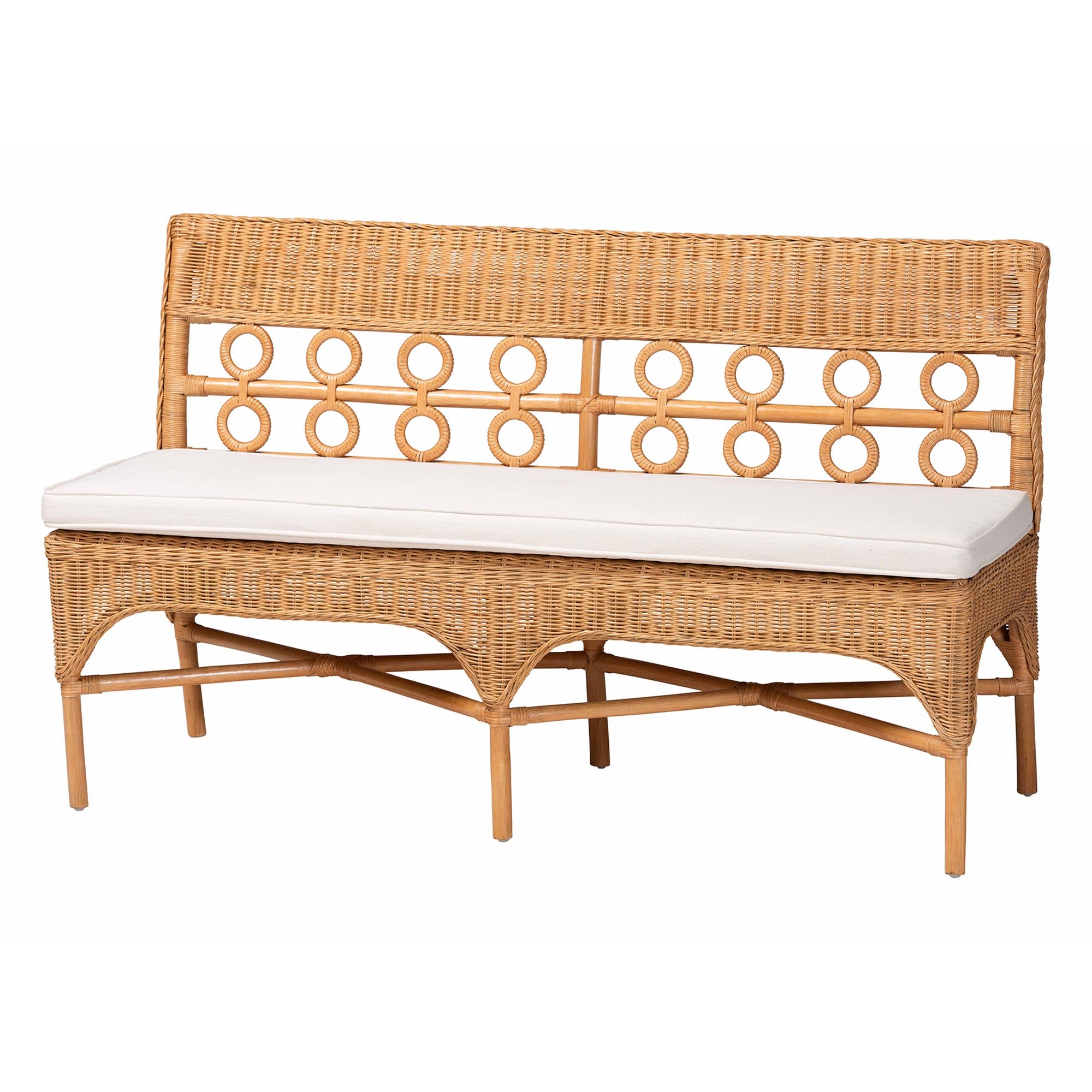 bali & pari Oxford Bohemian Light Honey Rattan 2-Piece Dining Nook Bench Set
