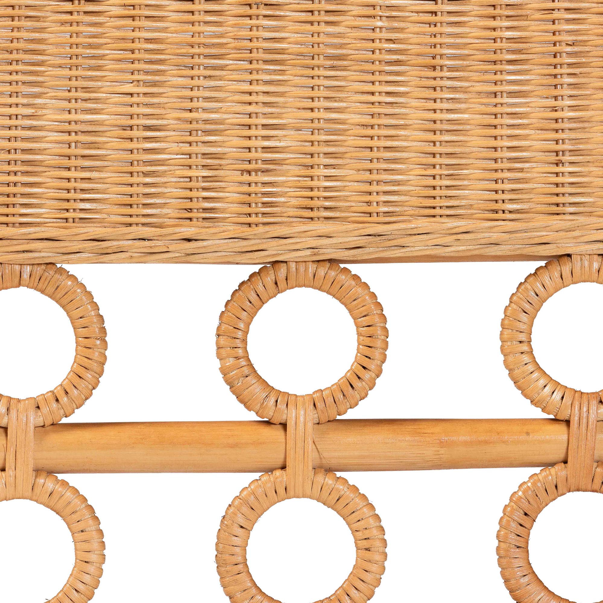 bali & pari Oxford Bohemian Light Honey Rattan 2-Piece Dining Nook Bench Set