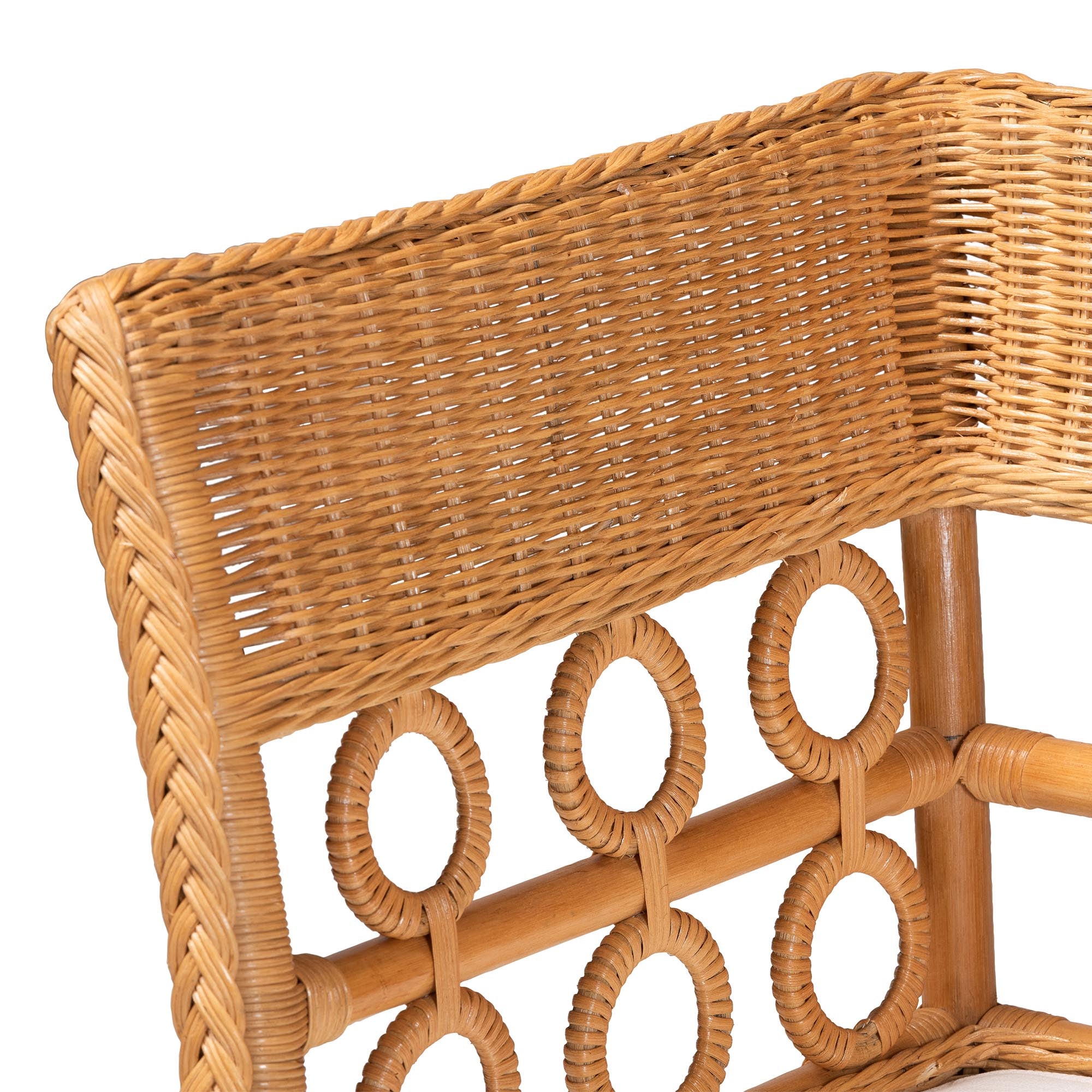 bali & pari Oxford Bohemian Light Honey Rattan Dining Bench with Armrests