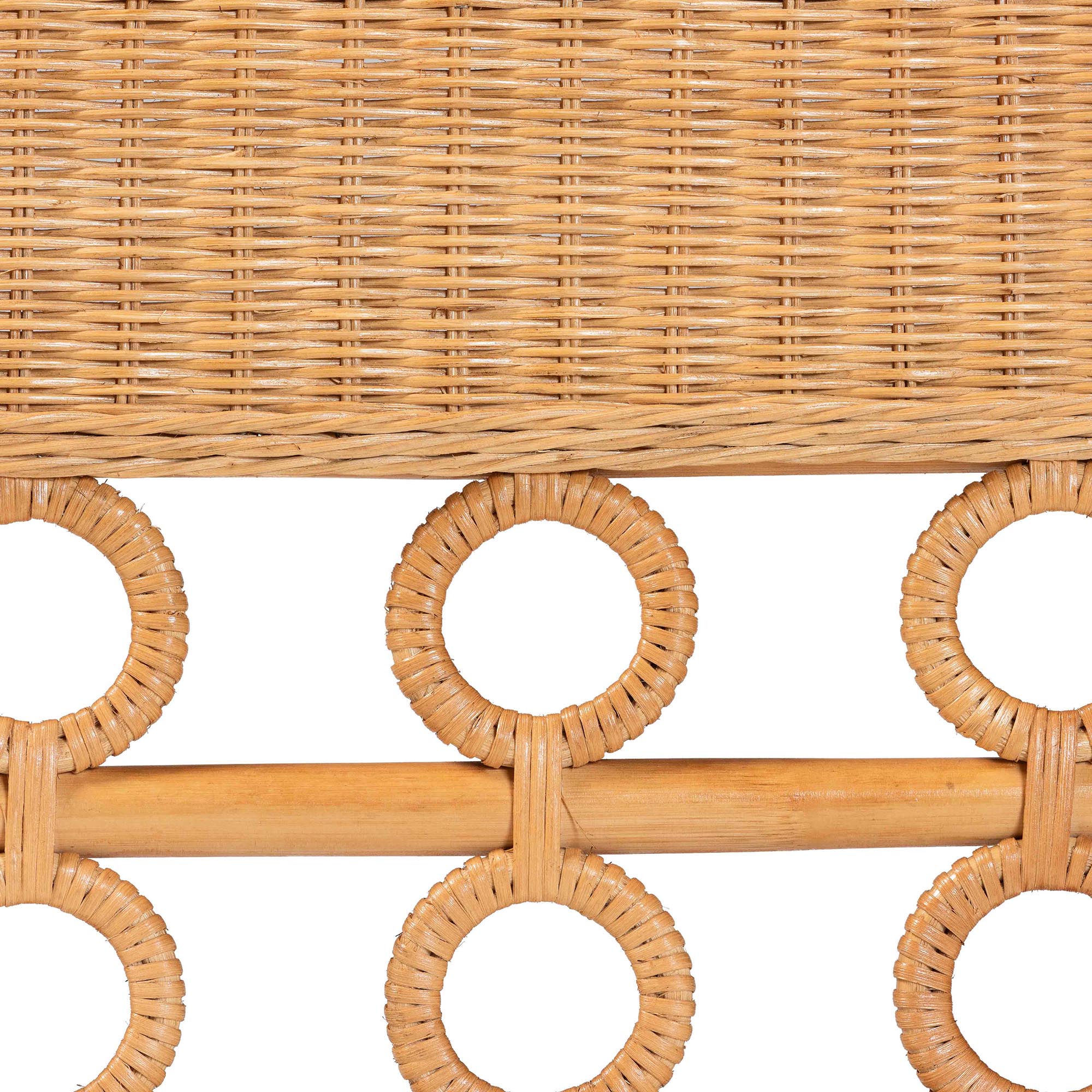 bali & pari Oxford Bohemian Light Honey Rattan Dining Bench with Armrests