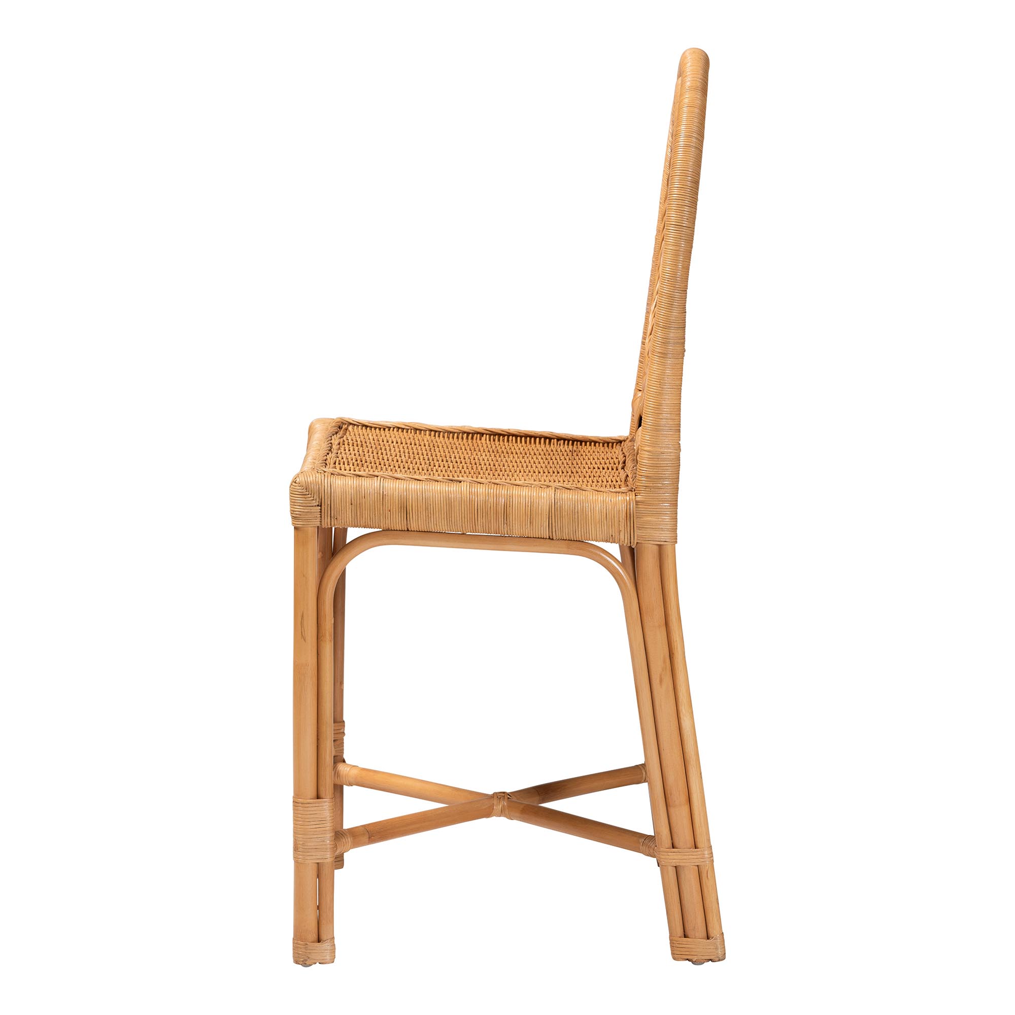 bali & pari Oxford Round Back Rattan Counter Stool - Handwoven Cane Counter Height Chair with Open Lattice Design, Natural Wicker Coastal Kitchen Island Seating