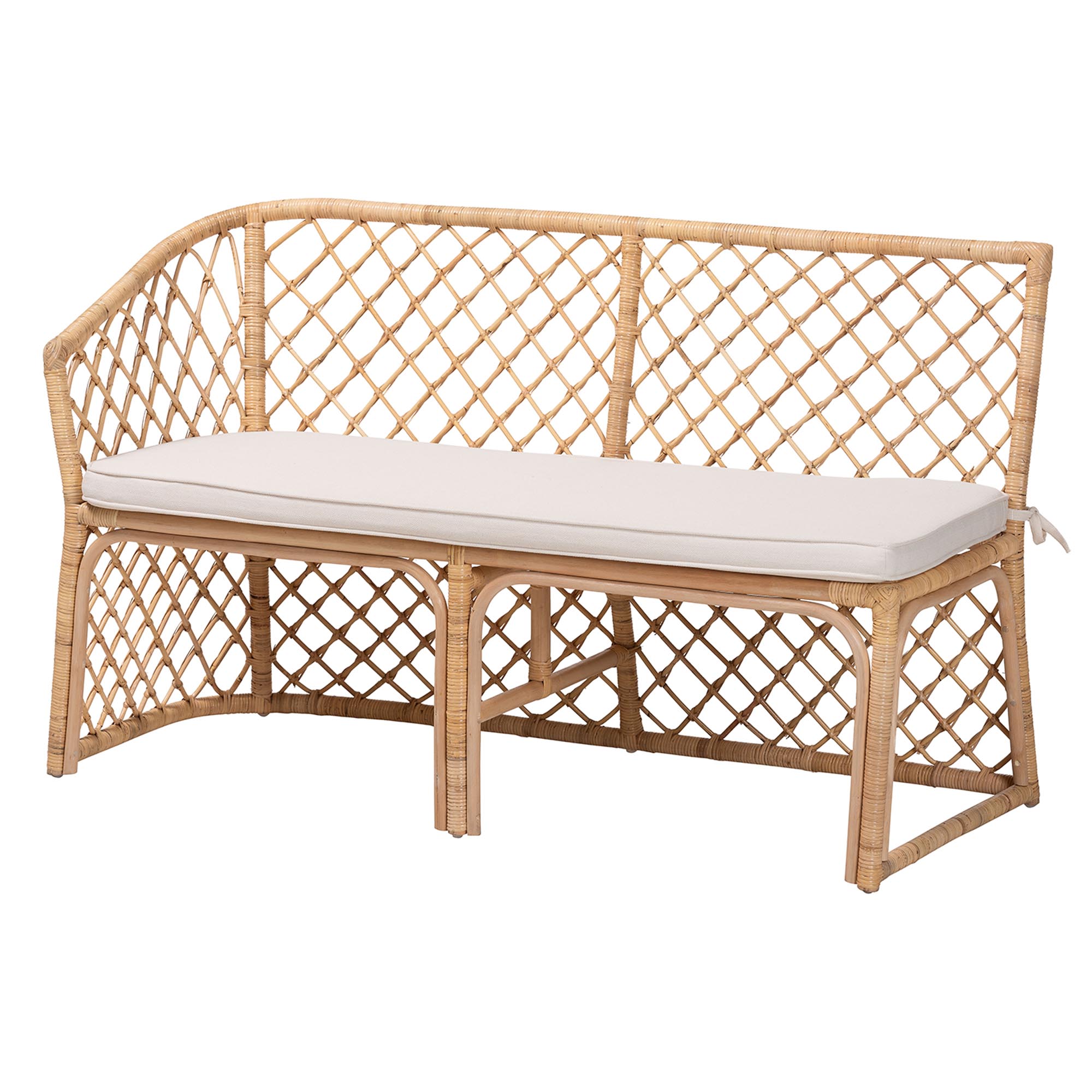 bali & pari Frayne Bohemian Light Honey Rattan 3-Piece Dining Nook Set
