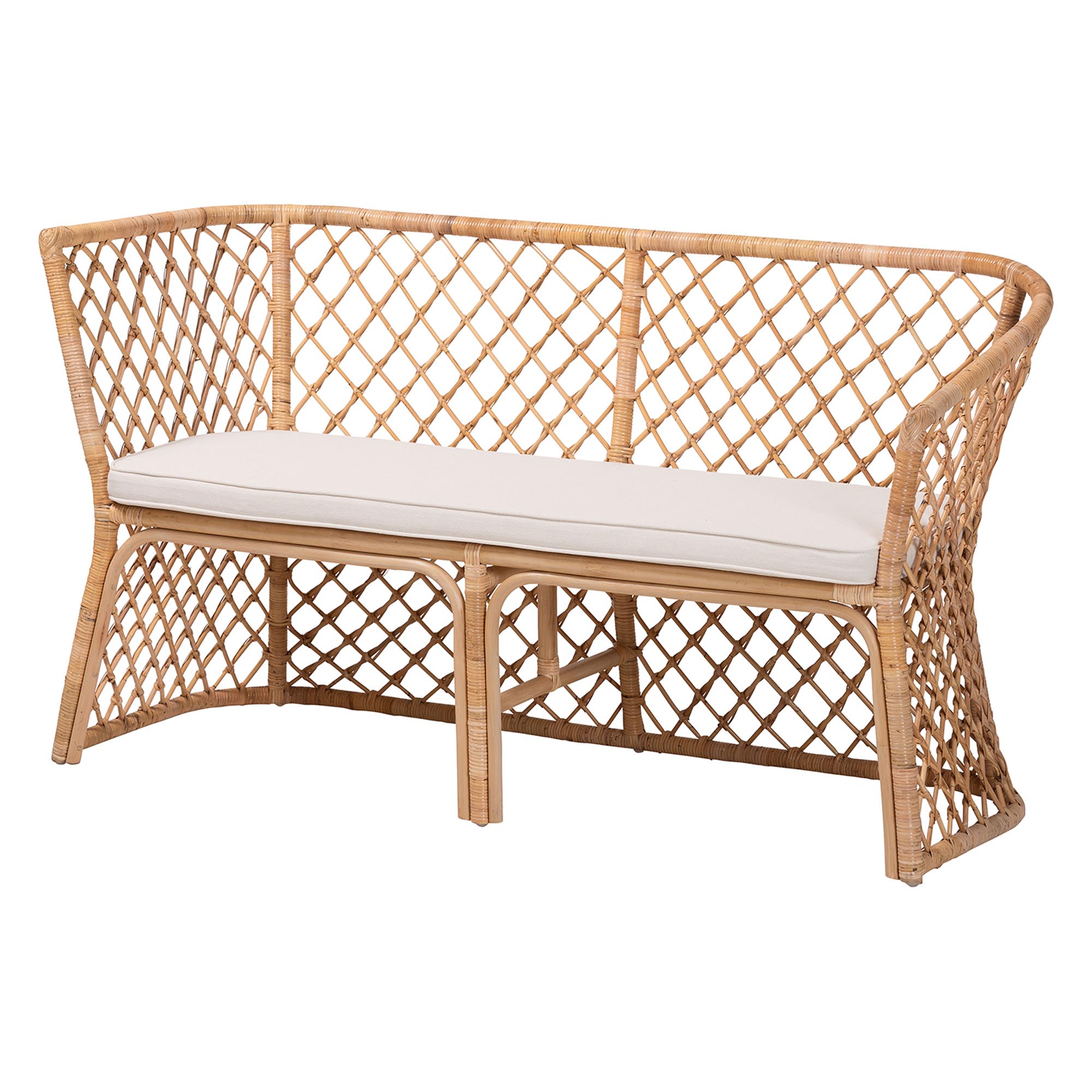 bali & pari Frayne Bohemian Light Honey Rattan 3-Piece Dining Nook Set