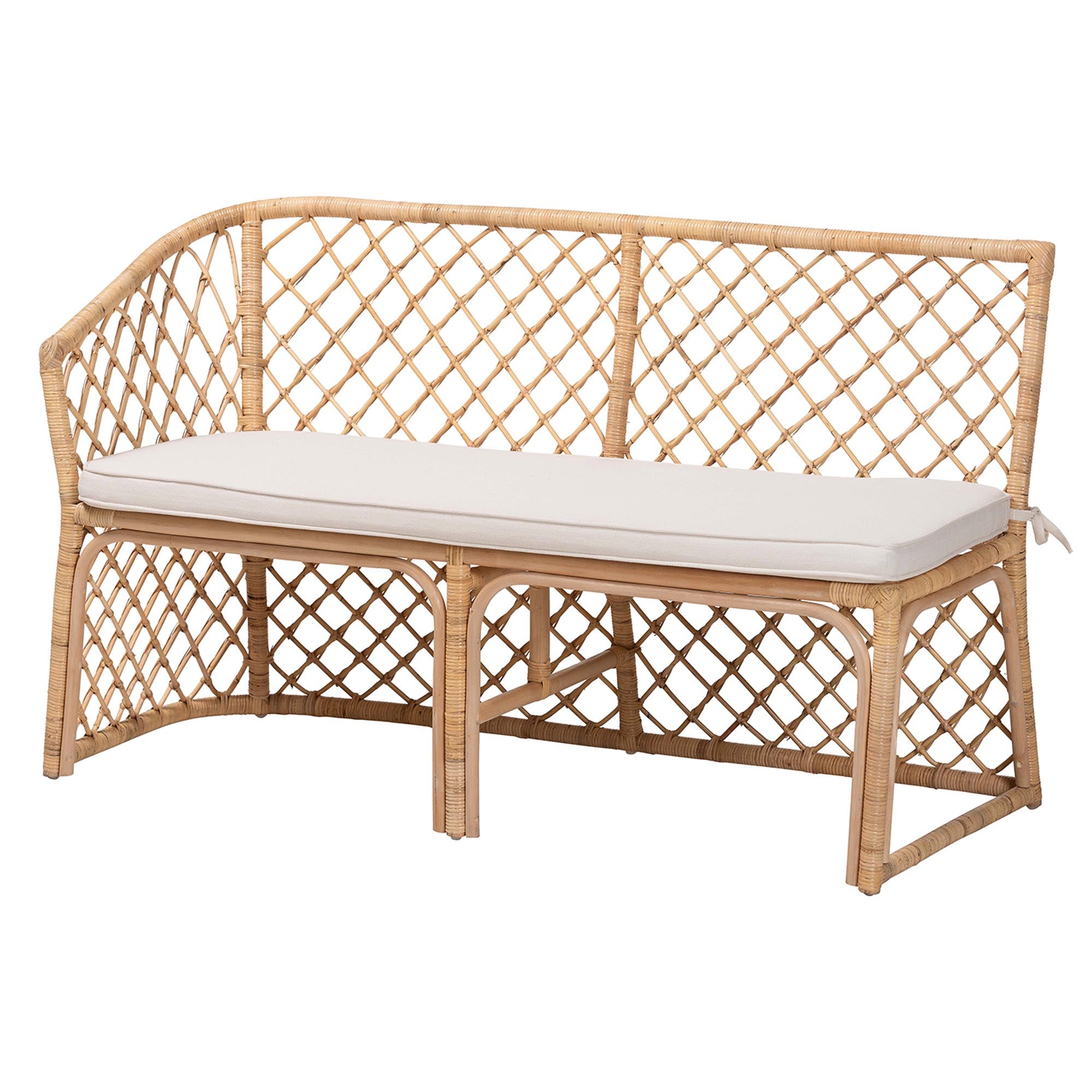 bali & pari Aysi Bohemian Light Honey Rattan 2-Piece Dining Nook Bench Set