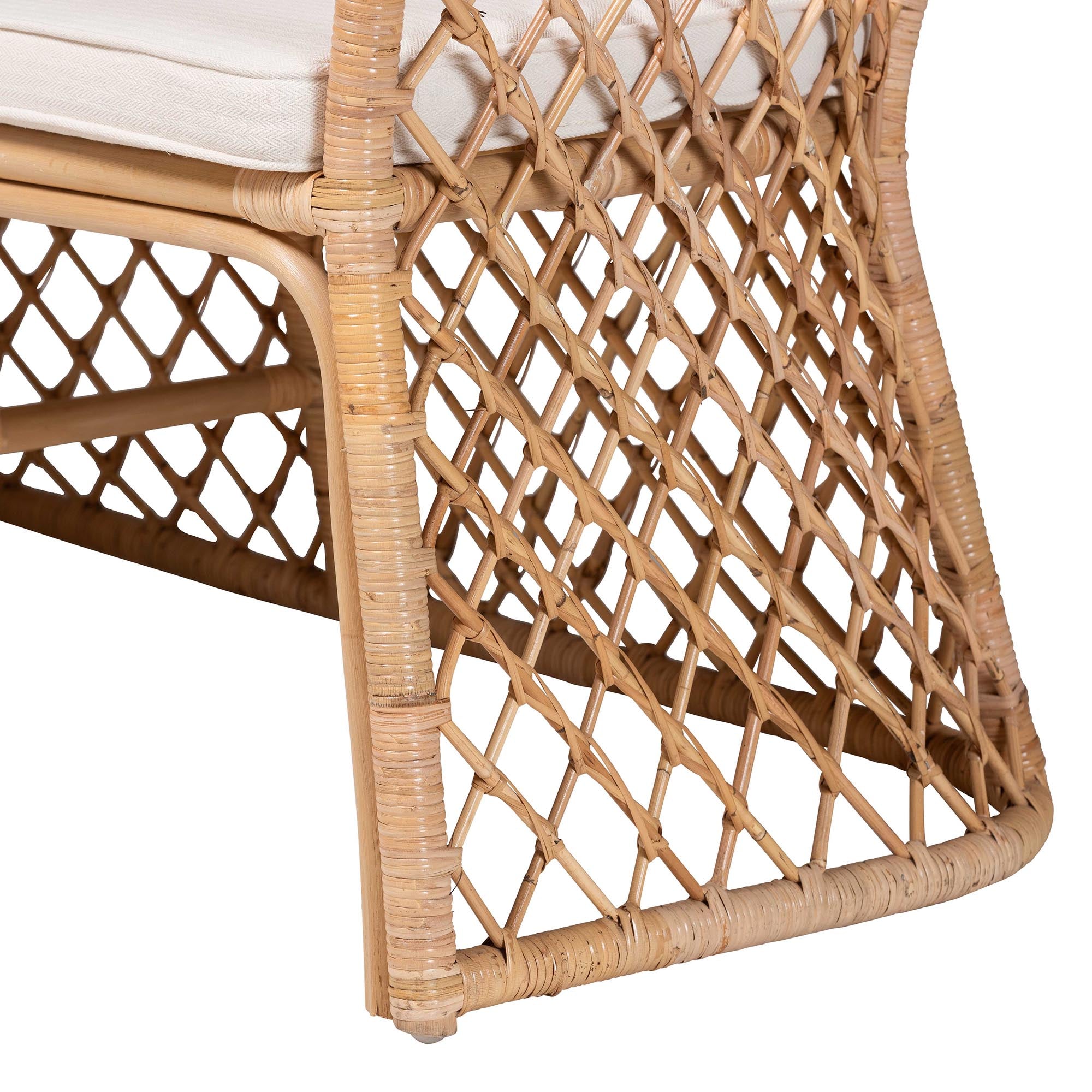 bali & pari Aysi Bohemian Light Honey Rattan 2-Piece Dining Nook Bench Set