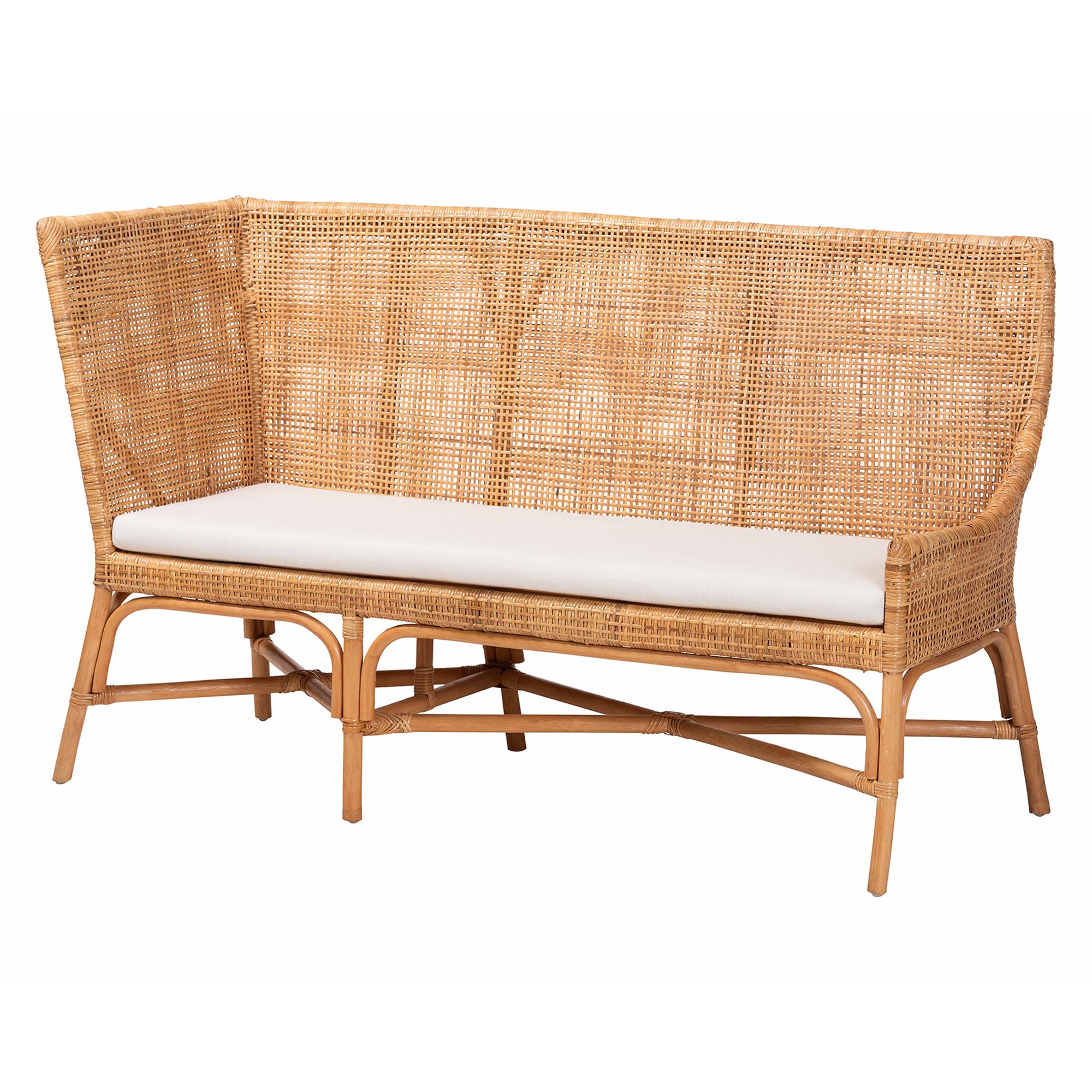 bali & pari Olivera Bohemian Light Honey Rattan 3-Piece Dining Nook Set