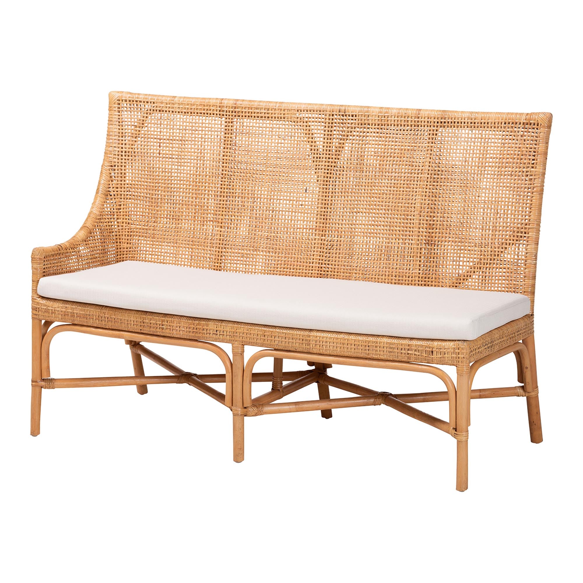 bali & pari Baako Bohemian Light Honey Rattan 2-Piece Dining Nook Bench Set