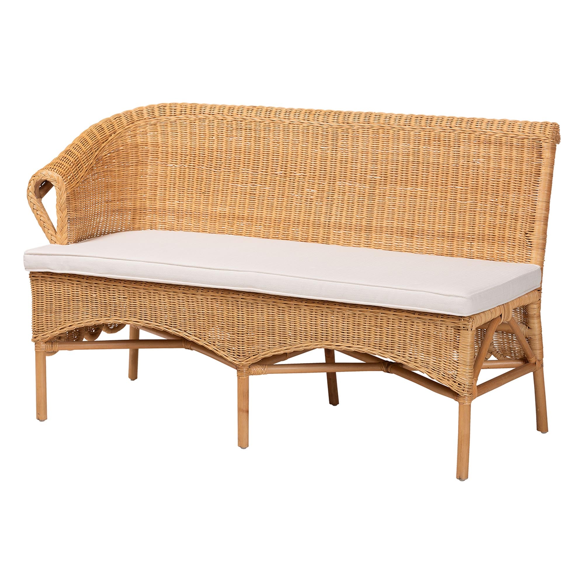 bali & pari Tamara Bohemian Light Honey Rattan 2-Piece Dining Nook Bench Set