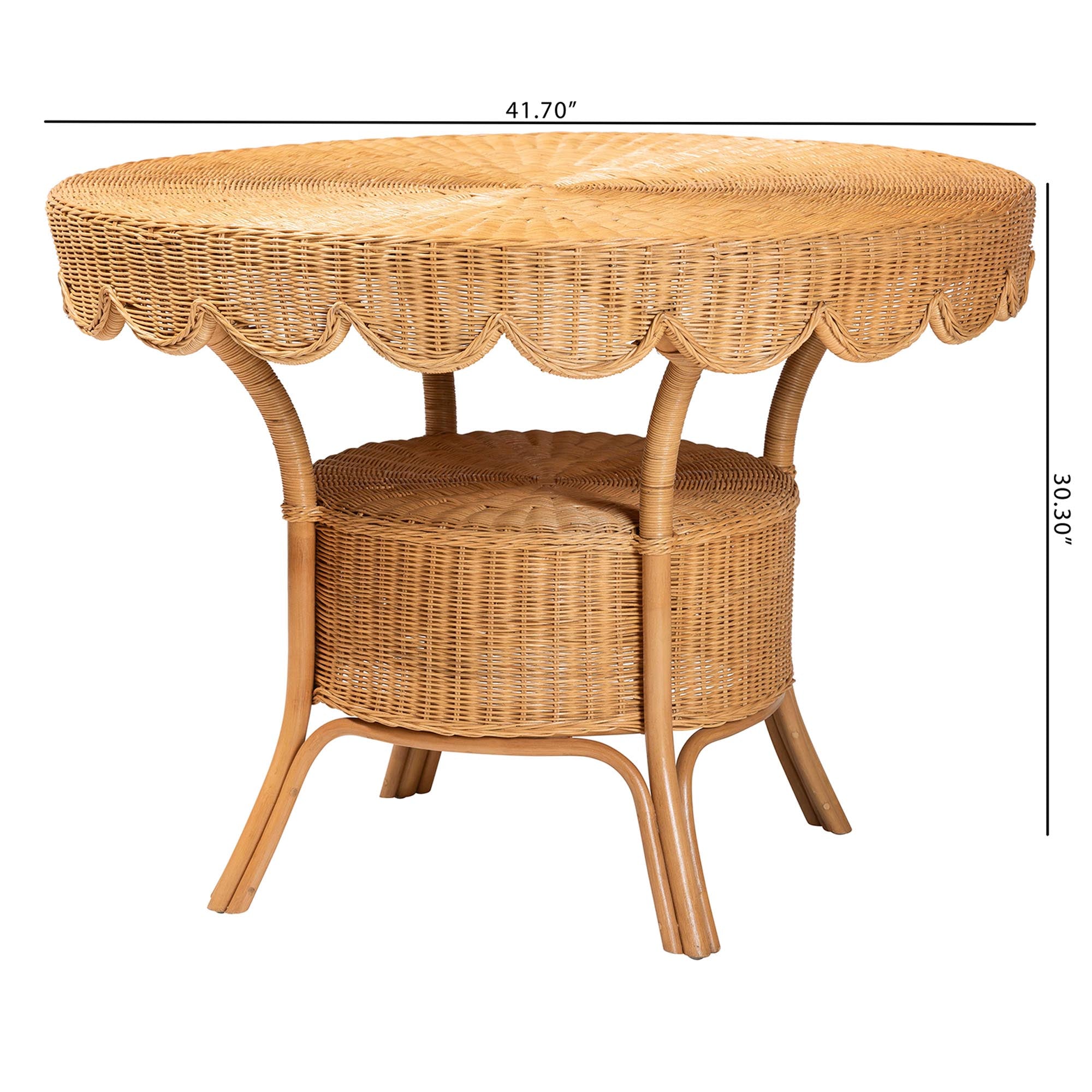 bali & pari Abena Bohemian Scalloped Light Honey Rattan Dining Table