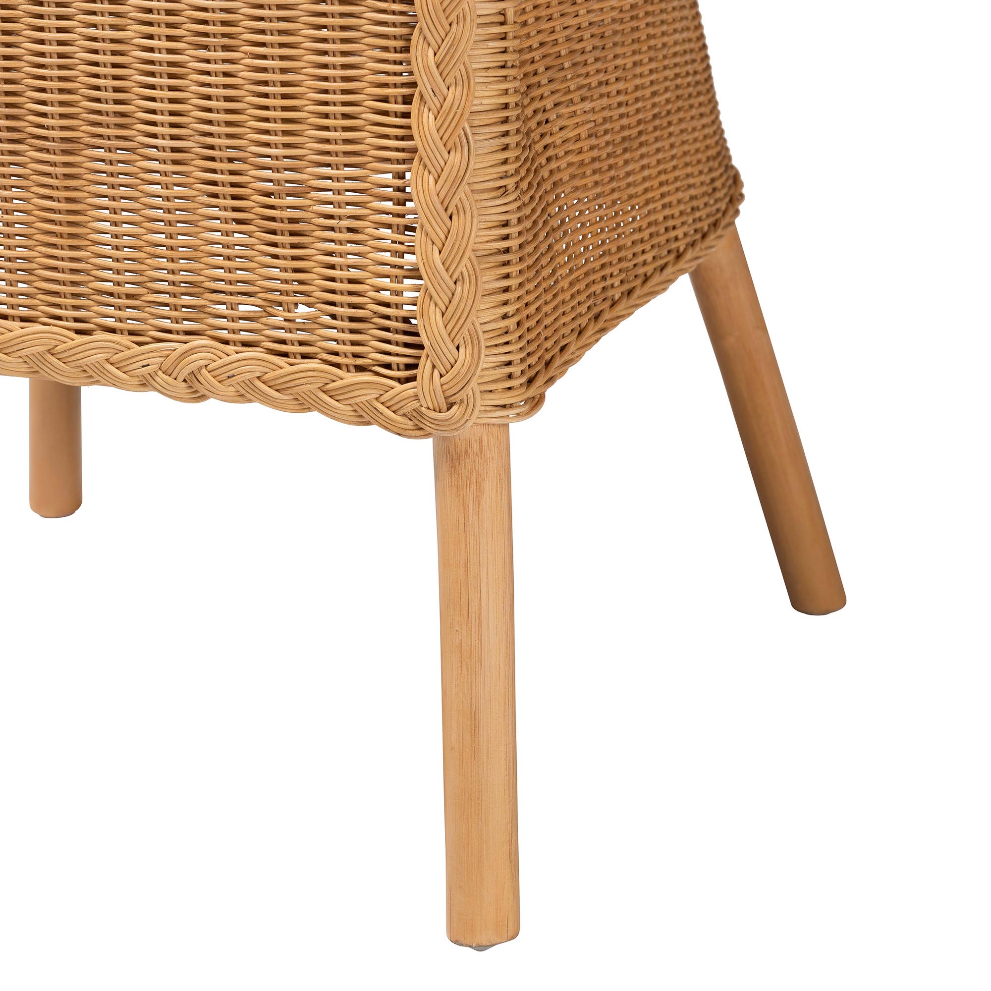bali & pari Tyrone 5-Piece Rattan Dining Set - Round Wicker Table with Scallop Edge and 4 Side Chairs, Handwoven Boho Coastal Style for Dining, Kitchen or Sun Room, Light Honey