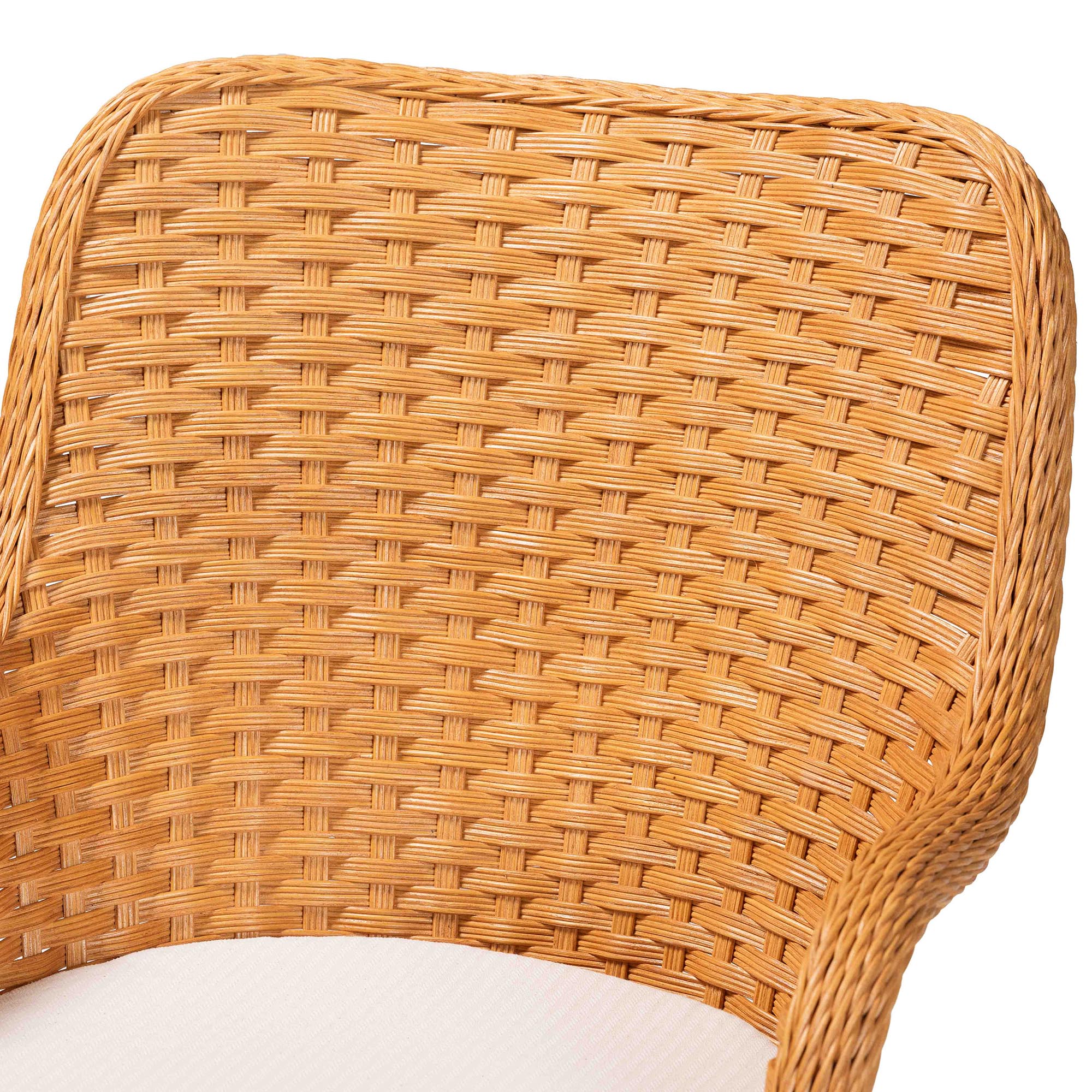 bali & pari Tucson 5-Piece Rattan Dining Set - Round Wicker Table with Scallop Edge and 4 Armchairs, Handwoven Boho Coastal Style for Dining, Kitchen or Sun Room, Light Honey