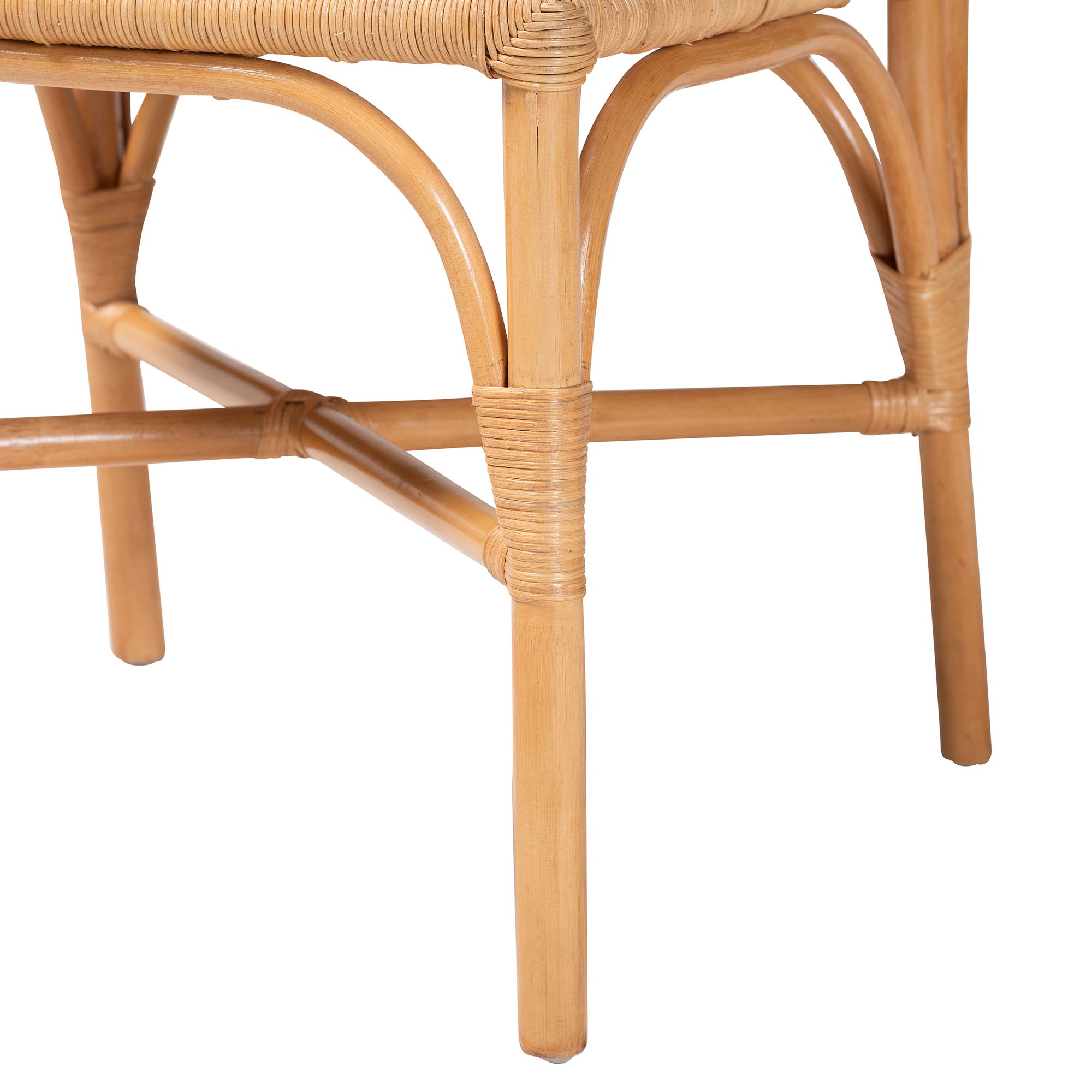bali & pari Troy 5-Piece Rattan Dining Set - Round Wicker Table with Scallop Edge and 4 Lattice Back Chairs, Handwoven Boho Coastal Style for Indoor Kitchen or Dining Room, Light Honey