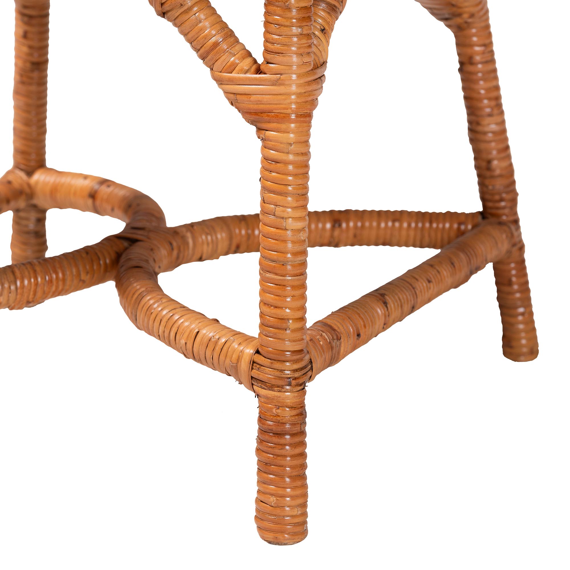 bali & pari Trenton 5-Piece Rattan Dining Set - Round Wicker Table with Scallop Edge and 4 Side Chairs, Handwoven Boho Coastal Style for Dining, Kitchen or Sun Room, Light Honey