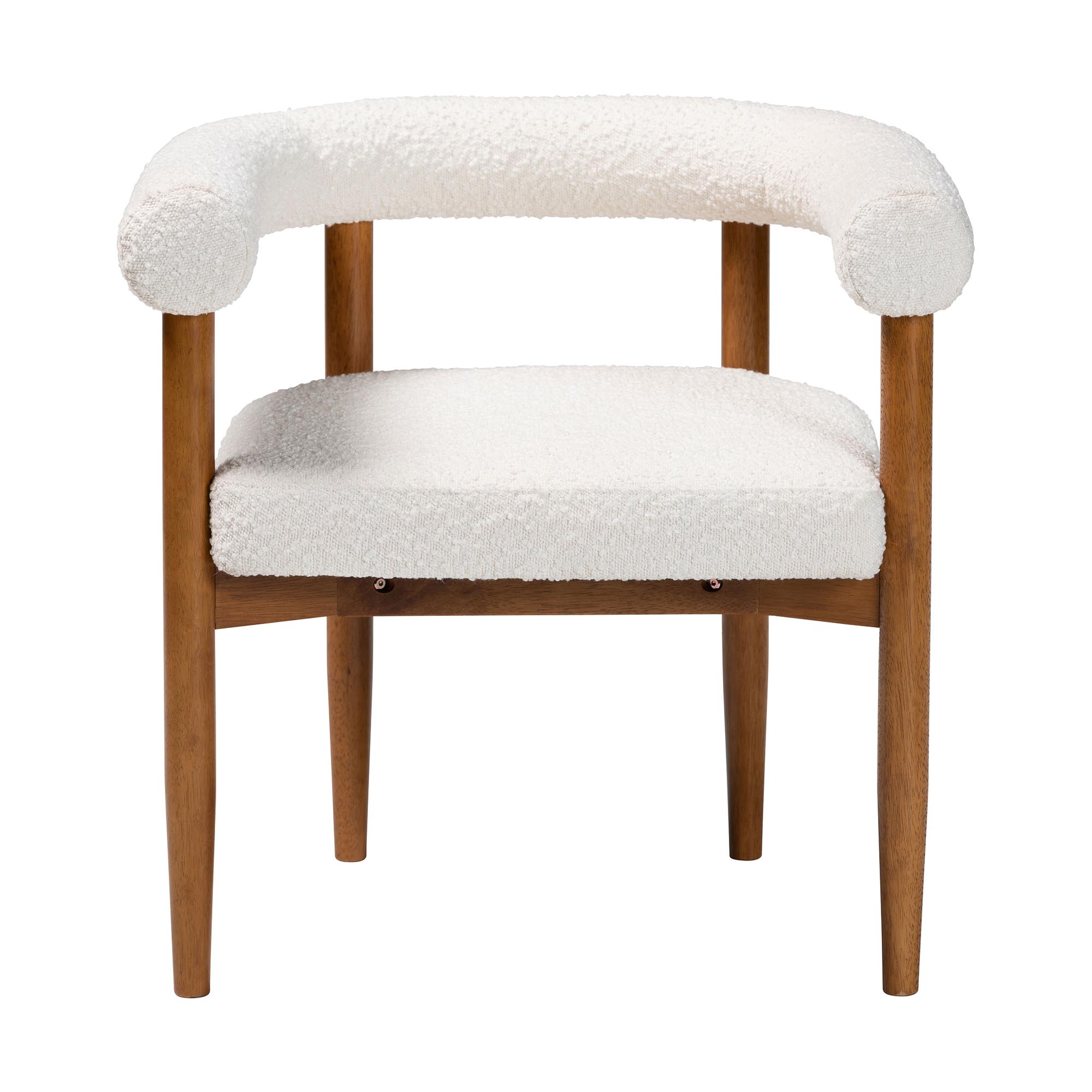 Baxton Studio Caia Boucle Dining Chair - Modern Upholstered Accent Armchair, Cream, Minimalist Design