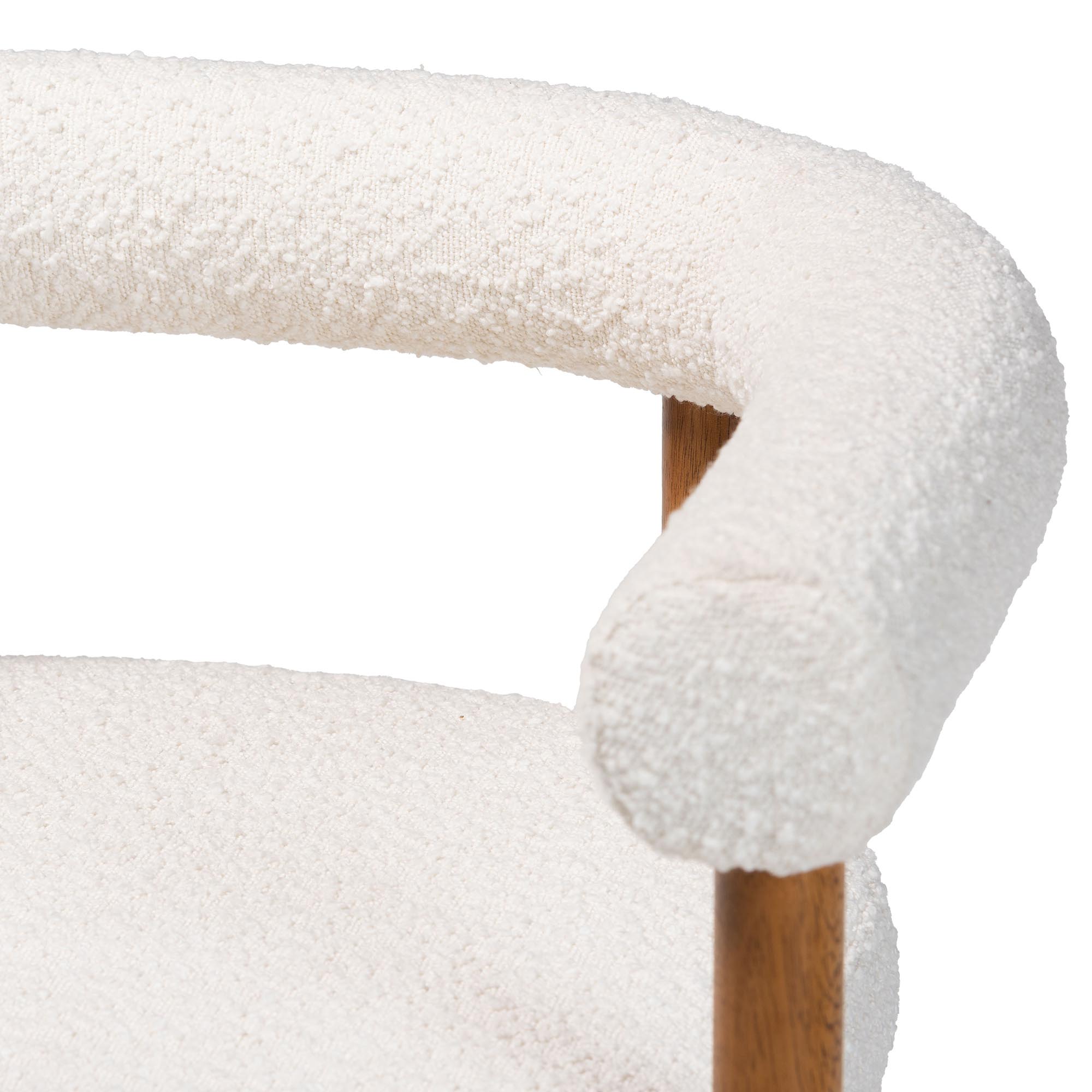 Baxton Studio Caia Boucle Dining Chair - Modern Upholstered Accent Armchair, Cream, Minimalist Design