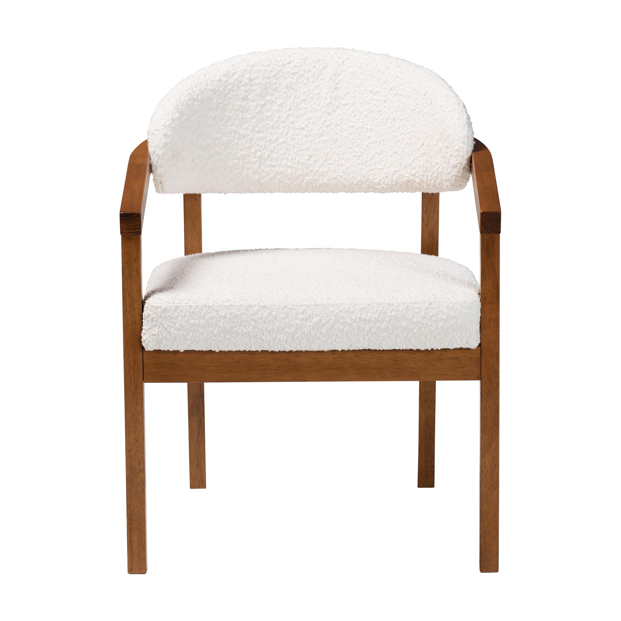 Baxton Studio Biana Boucle Dining Chair - Modern Upholstered Accent Armchair, Cream, Minimalist Design