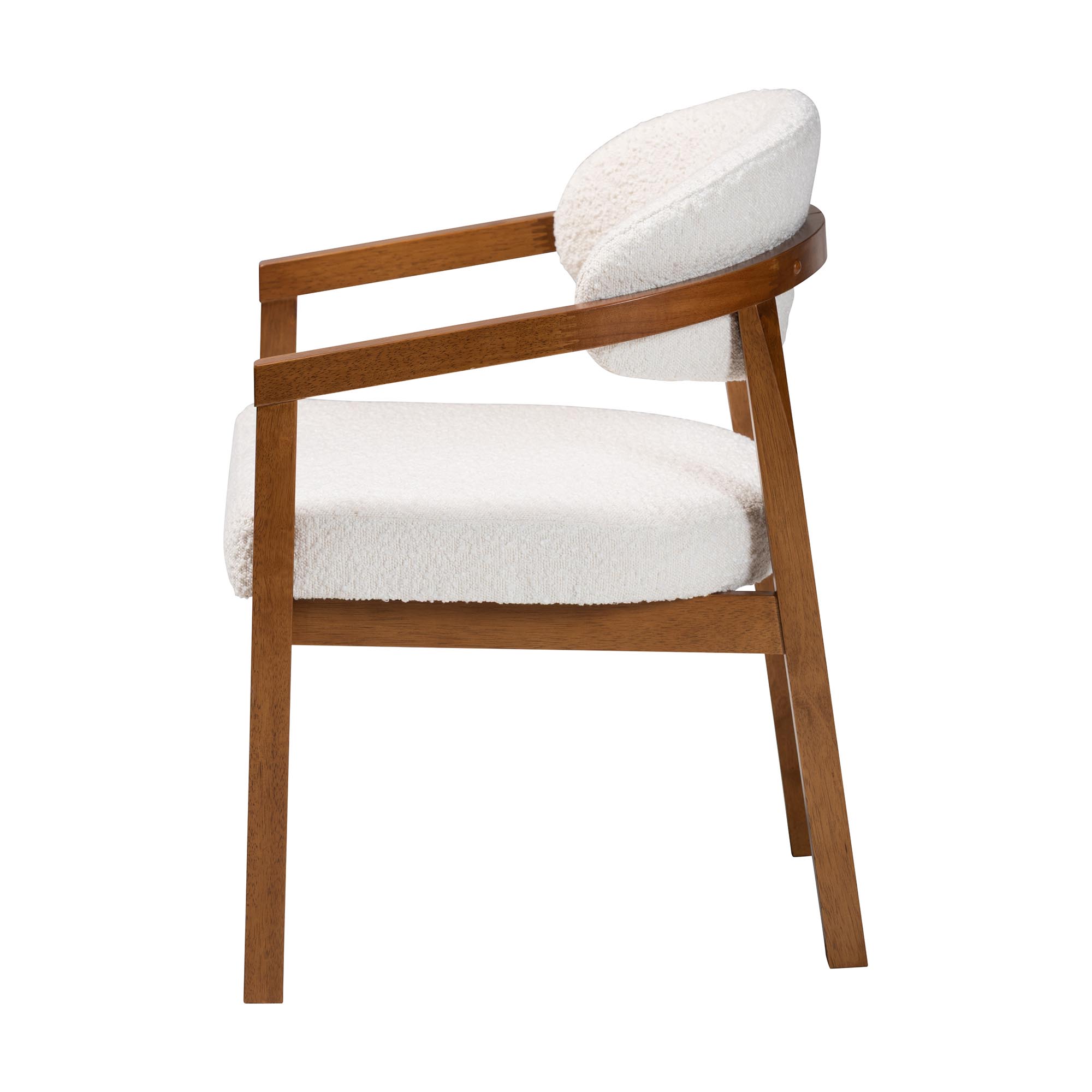 Baxton Studio Biana Boucle Dining Chair - Modern Upholstered Accent Armchair, Cream, Minimalist Design