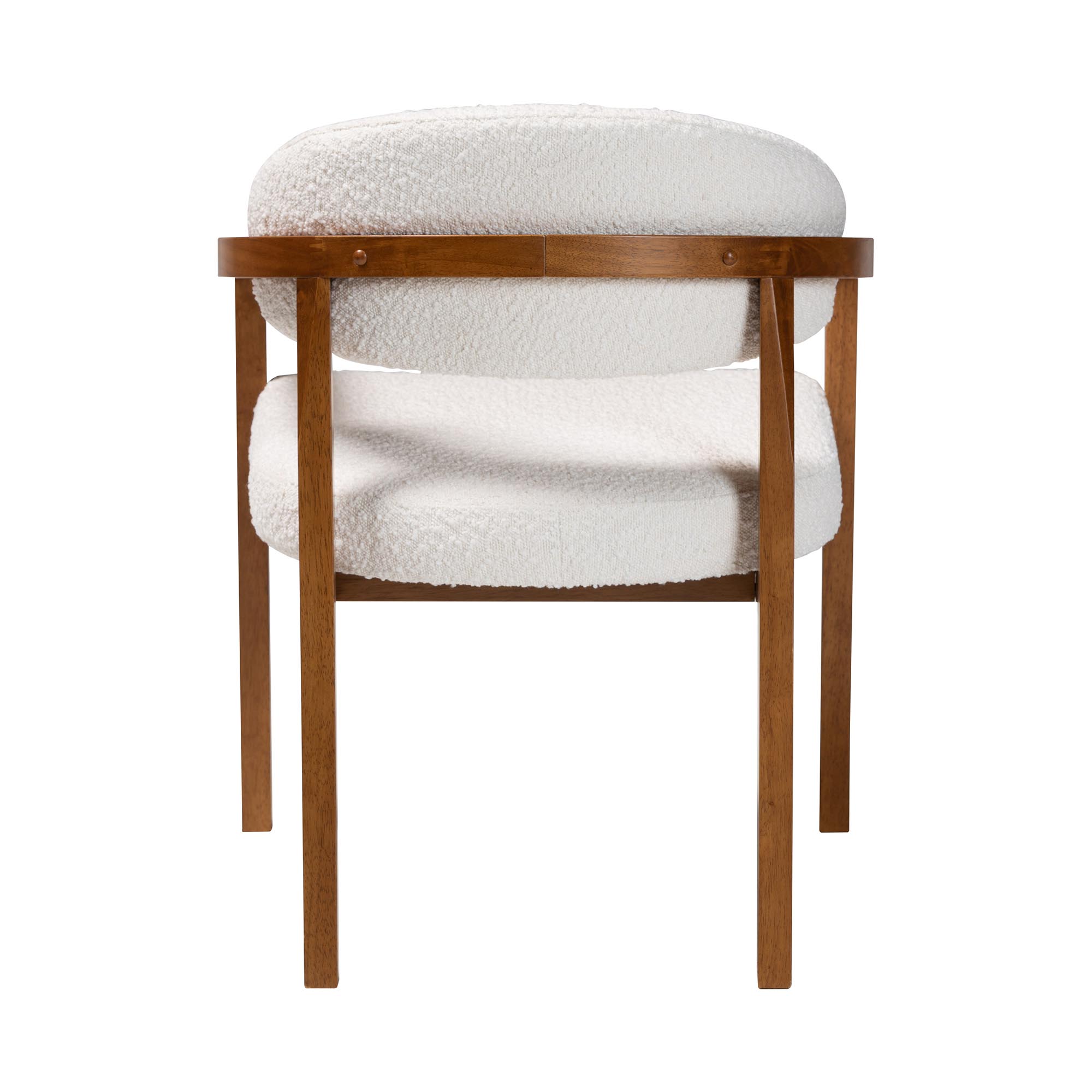 Baxton Studio Biana Boucle Dining Chair - Modern Upholstered Accent Armchair, Cream, Minimalist Design
