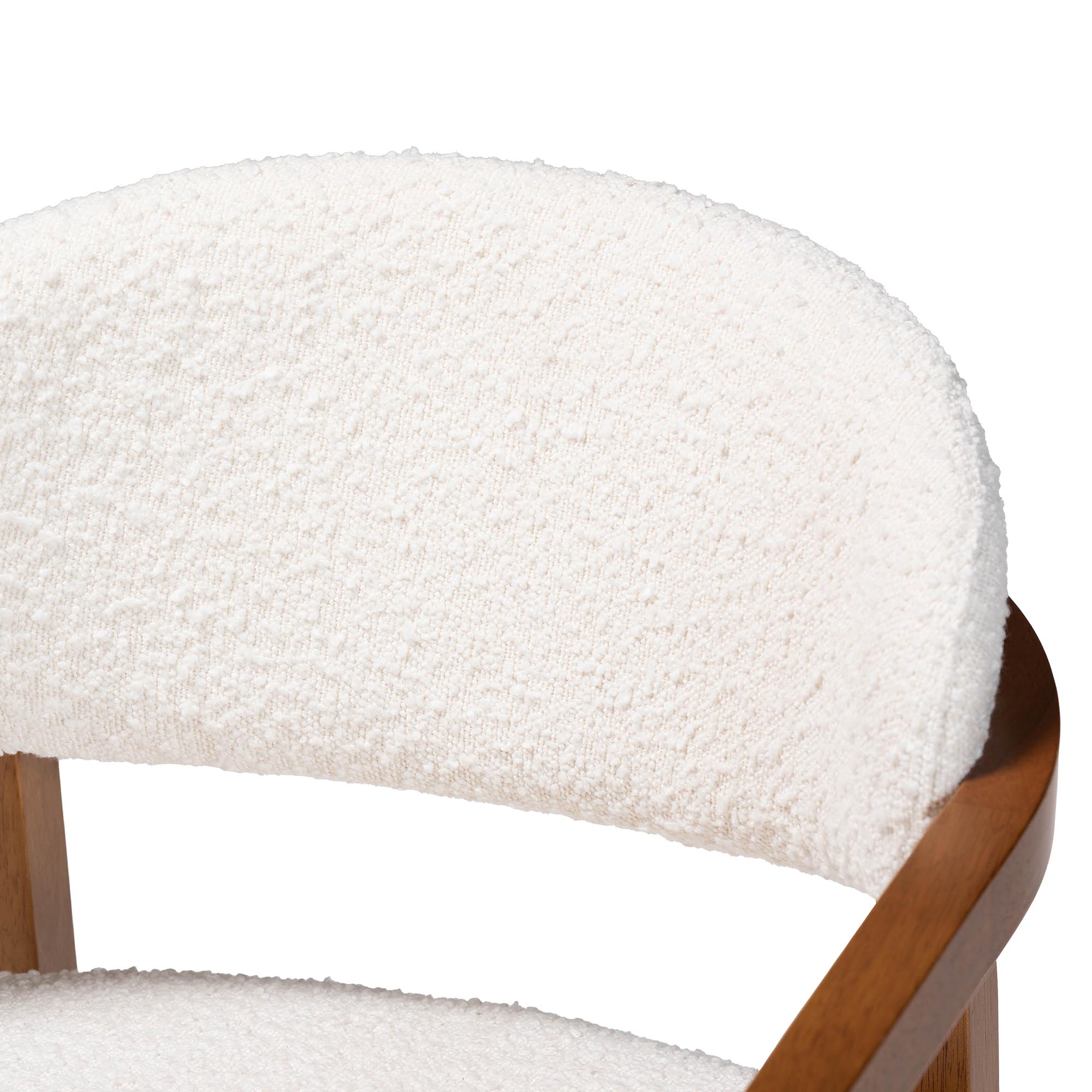Baxton Studio Biana Boucle Dining Chair - Modern Upholstered Accent Armchair, Cream, Minimalist Design