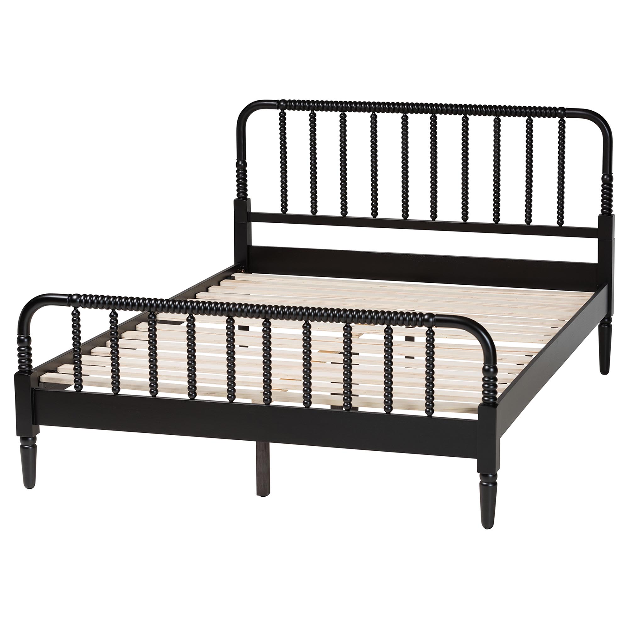 Baxton Studio Braith Farmhouse Black Spindle Wood King Size Platform Bed