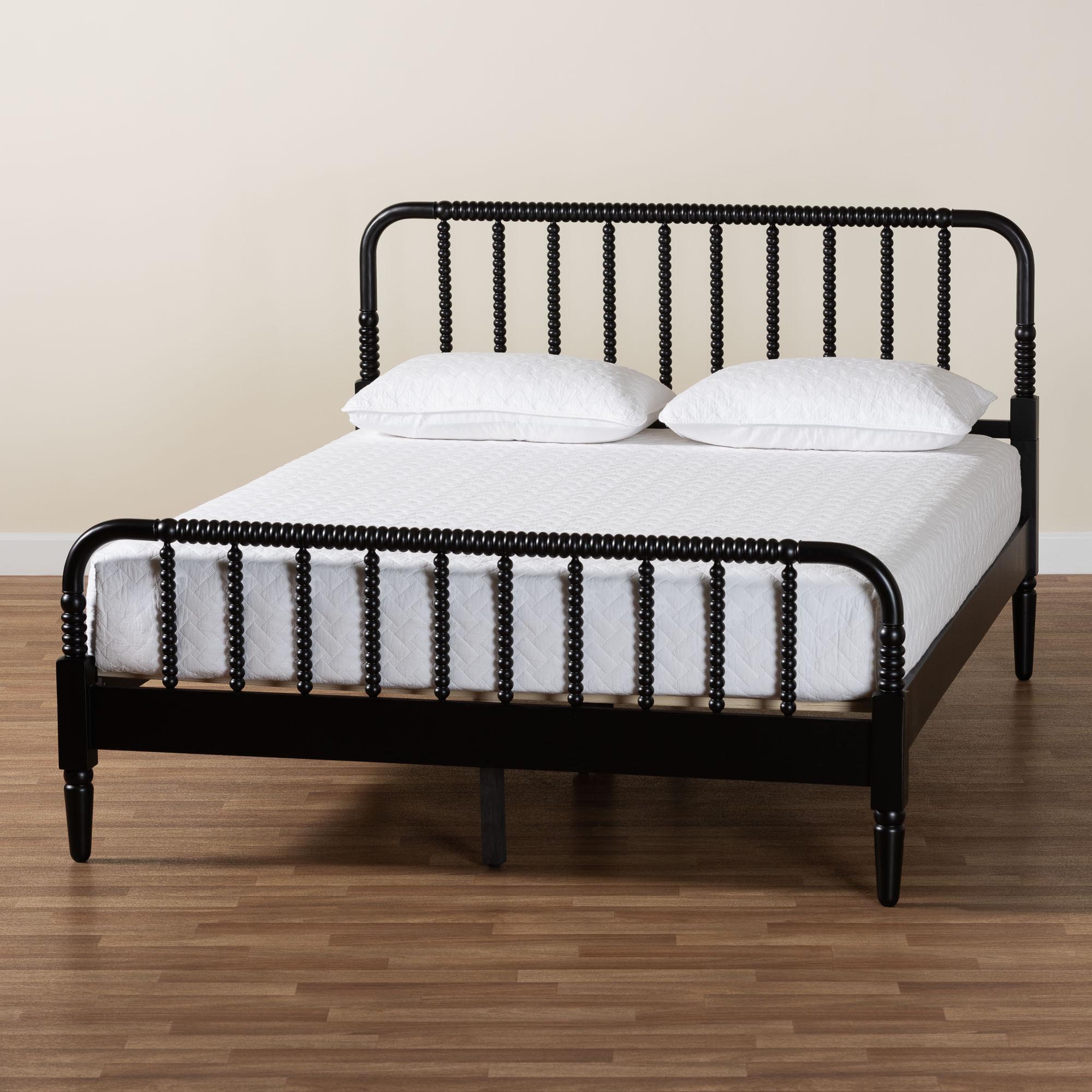 Baxton Studio Braith Farmhouse Black Spindle Wood Queen Size Platform Bed