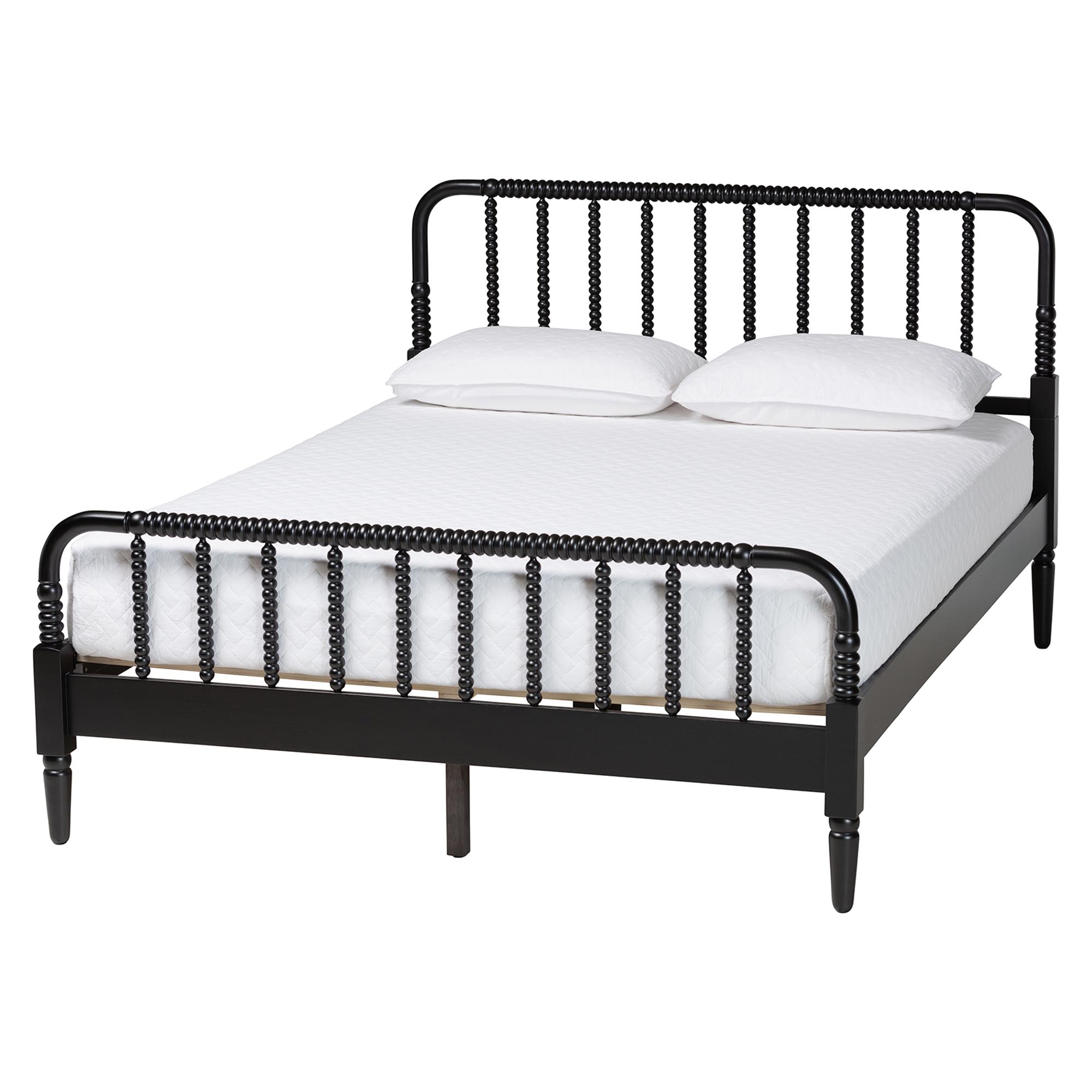 Baxton Studio Braith Farmhouse Black Spindle Wood Queen Size 4-Piece Bedroom Set