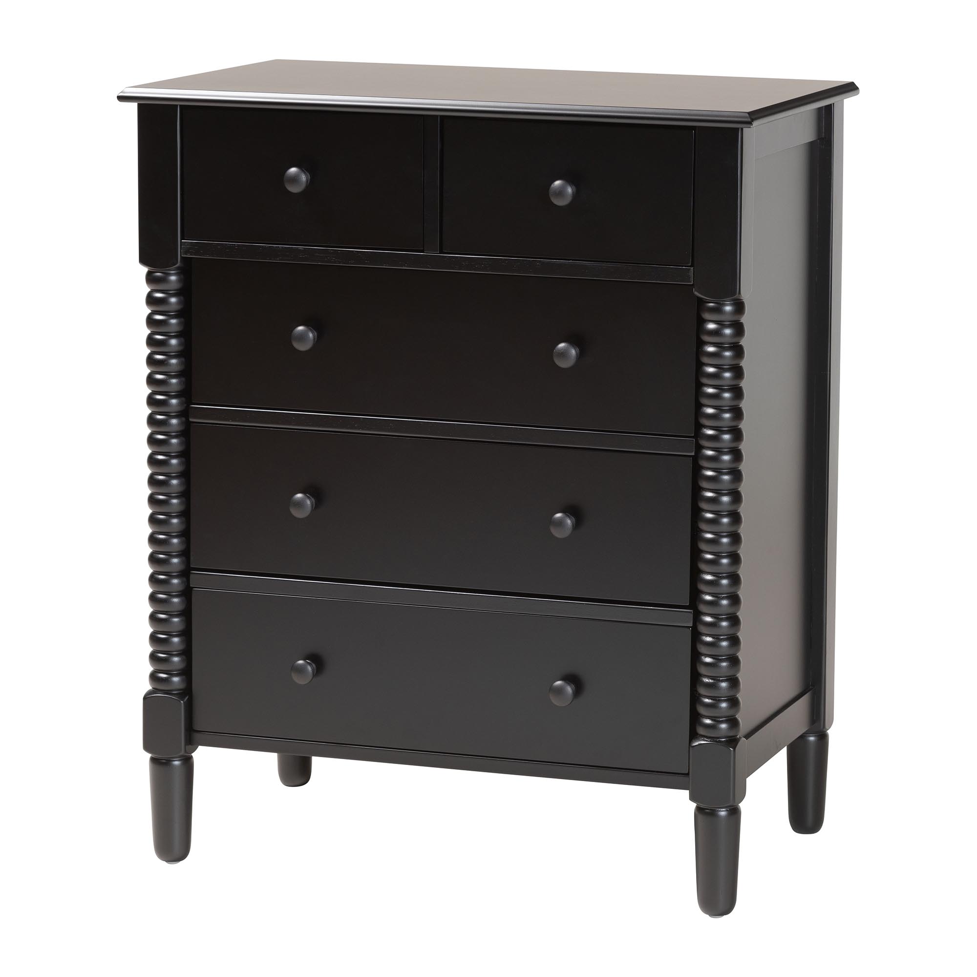 Baxton Studio Braith Farmhouse Black Spindle Wood King Size 4-Piece Bedroom Set
