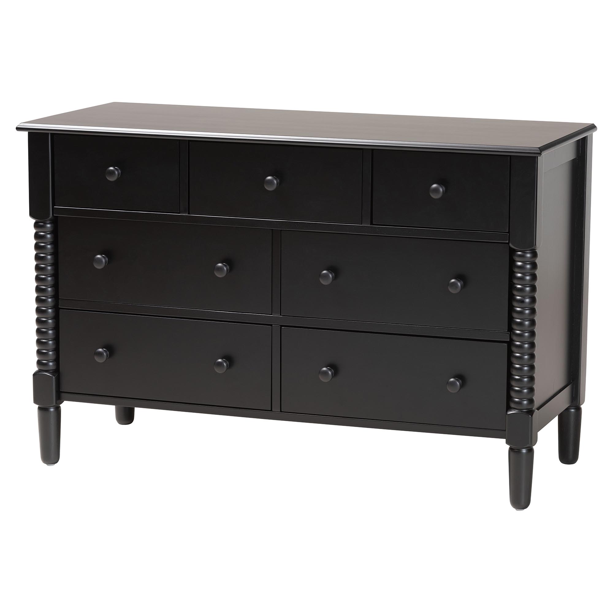 Baxton Studio Braith Farmhouse Black Spindle Wood Queen Size 4-Piece Bedroom Set