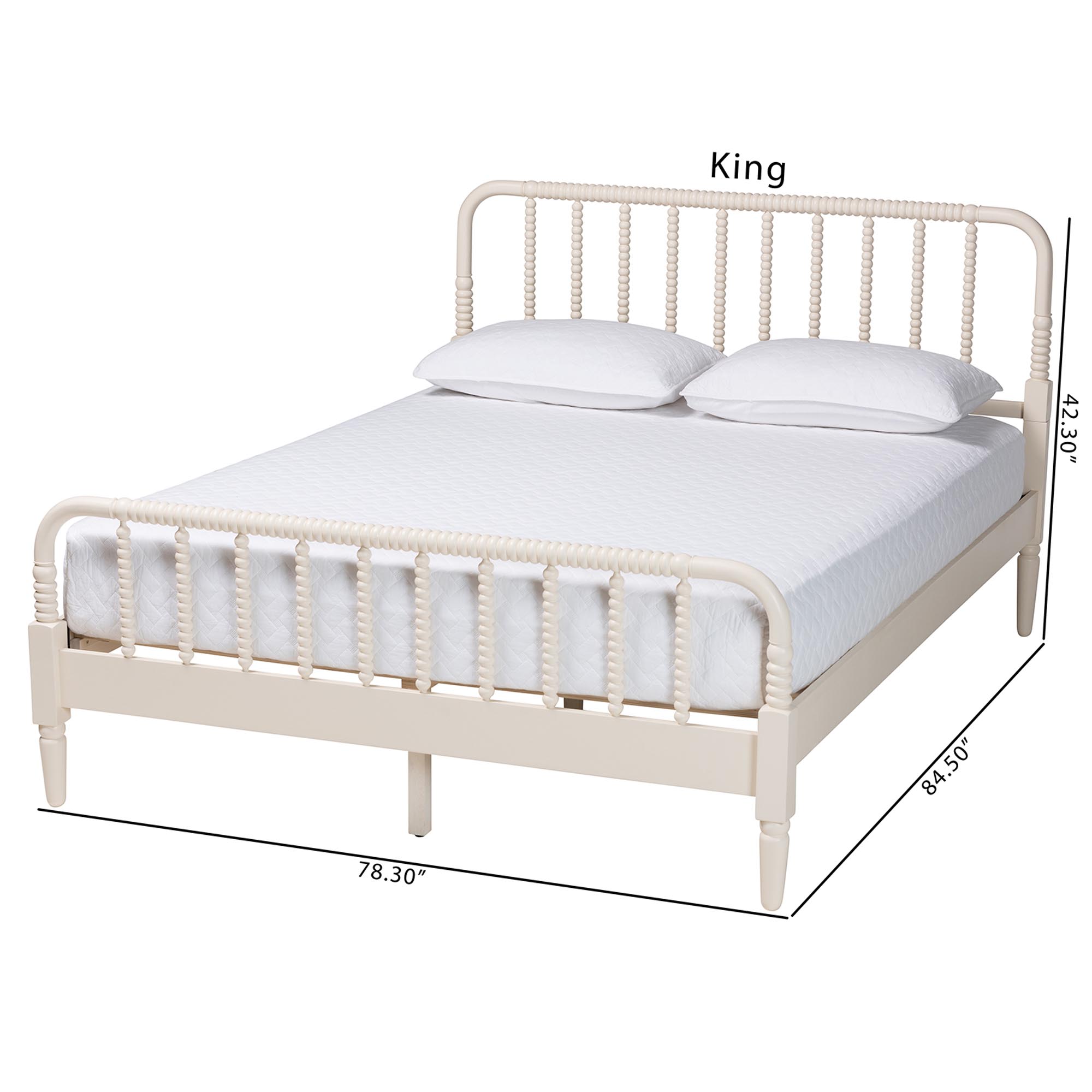 Baxton Studio Braith Farmhouse Ivory Spindle Wood Queen Size Platform Bed
