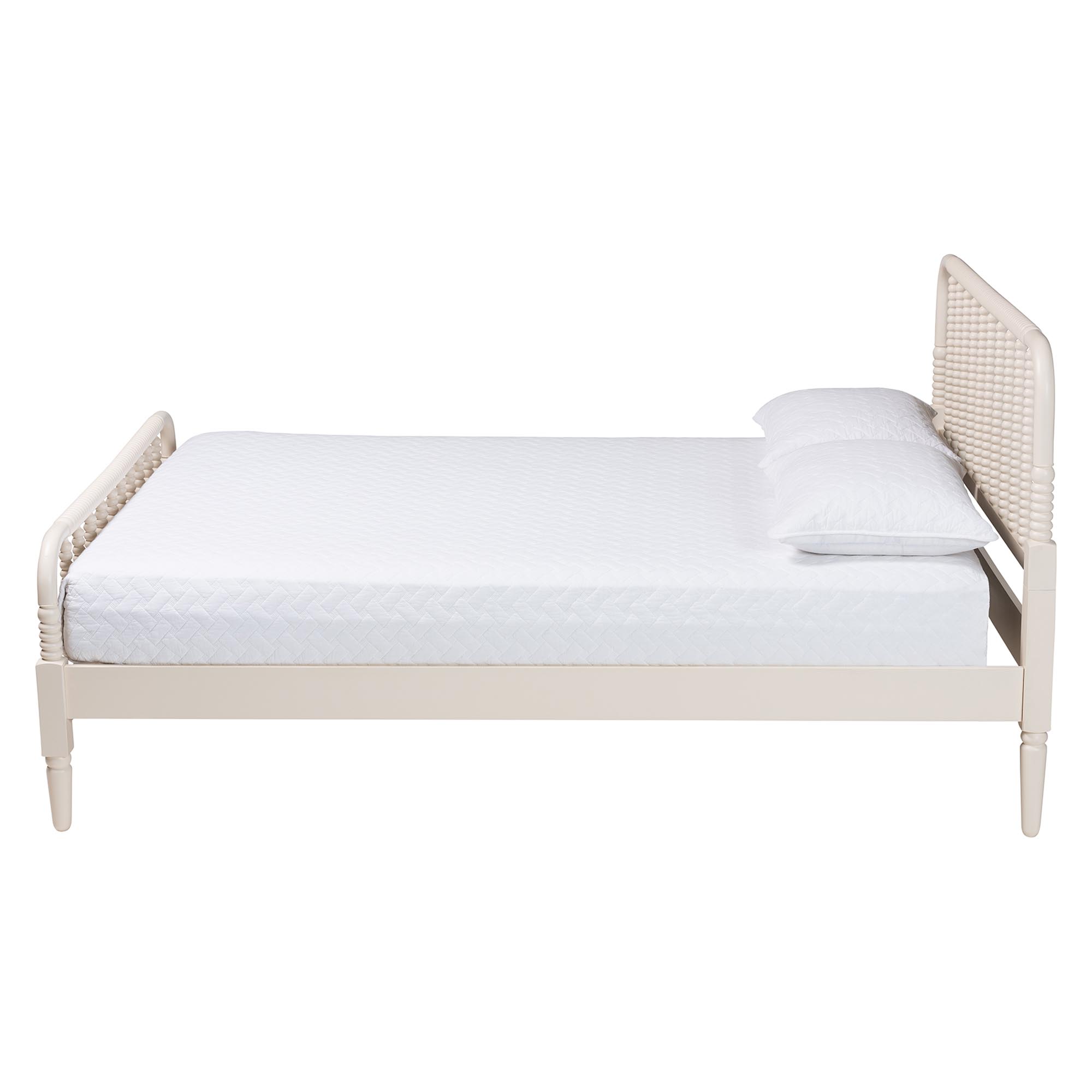 Baxton Studio Braith Farmhouse Ivory Spindle Wood King Size Platform Bed