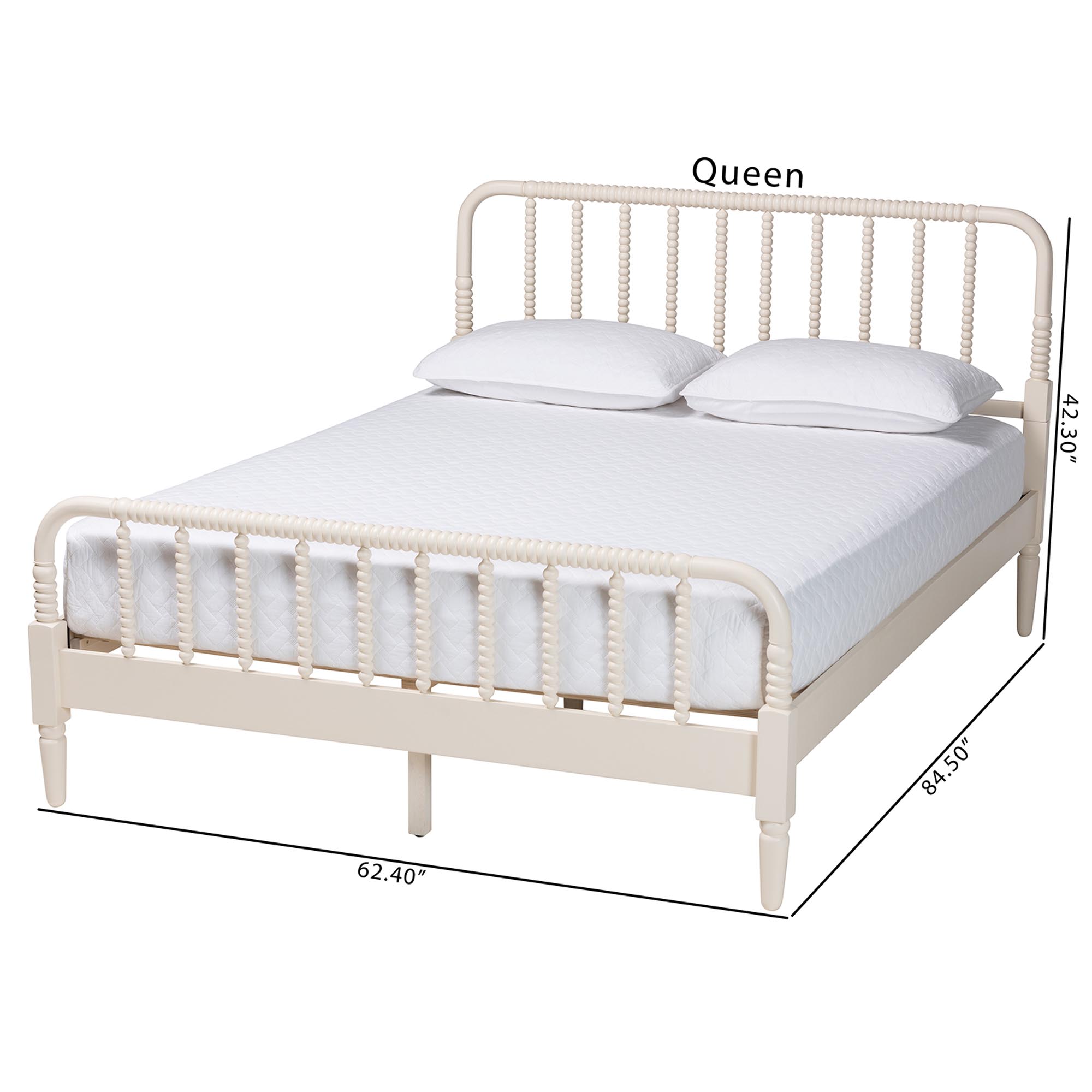 Baxton Studio Braith Farmhouse Ivory Spindle Wood King Size Platform Bed