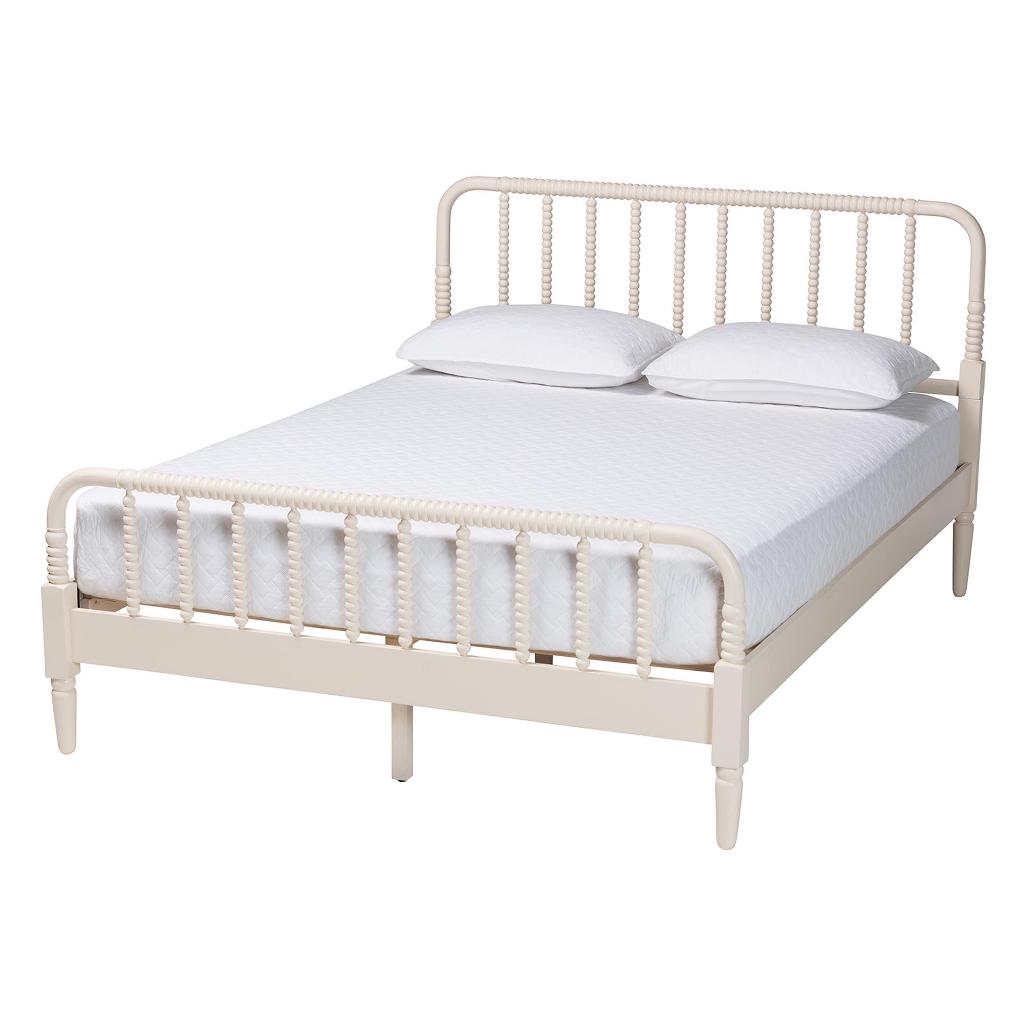 Baxton Studio Braith Farmhouse Ivory Spindle Wood King Size 4-Piece Bedroom Set
