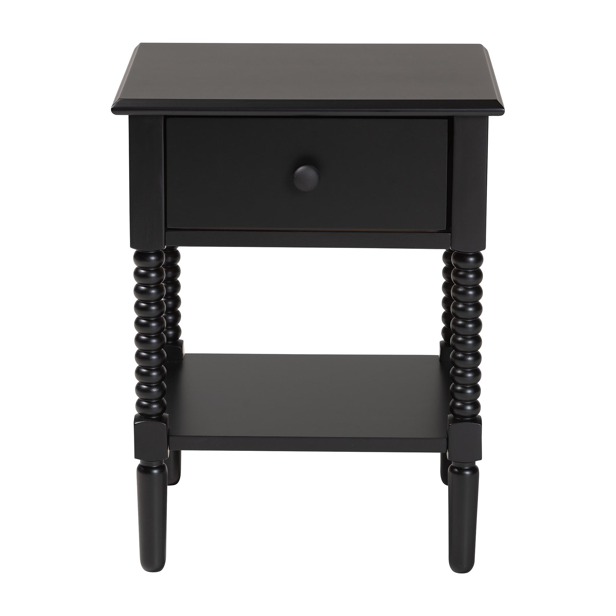 Baxton Studio Braith Farmhouse Black Spindle Wood 1-Drawer Nightstand
