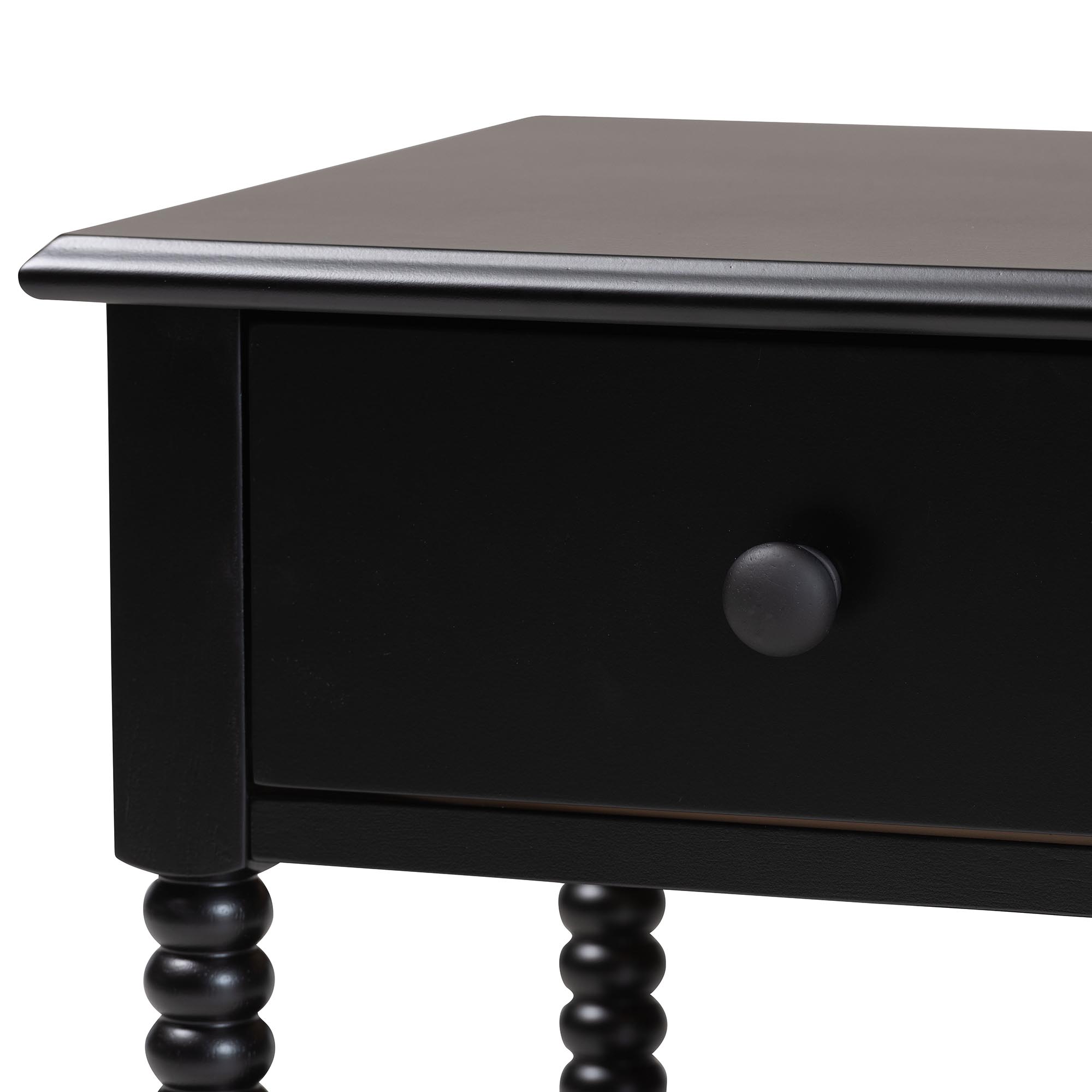 Baxton Studio Braith Farmhouse Black Spindle Wood 1-Drawer Nightstand