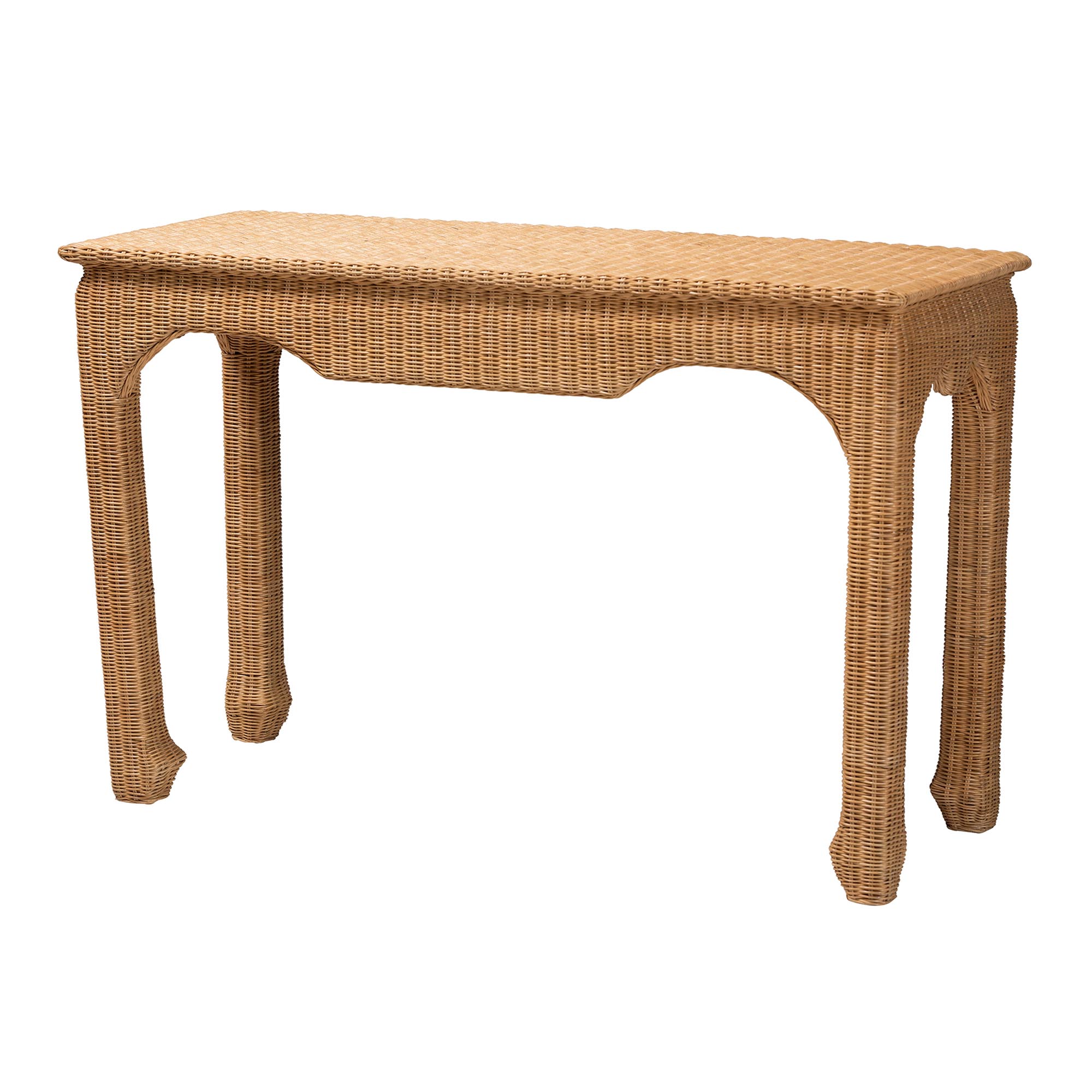bali & pari Abena Handwoven Natural Rattan Console Table - Ming Style Wicker Accent Table or Sofa Table, Boho Coastal Style Furniture for Hallway, Living Room or Foyer